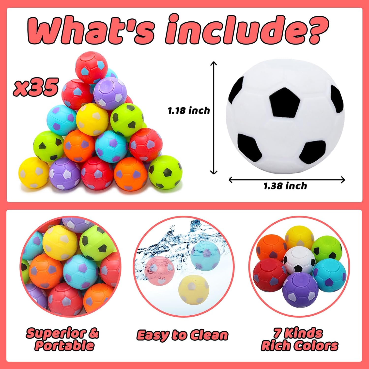 35 piezas mini Fidget Spinners pelota de fútbol, recuerdos de fiesta de fútbol para niños 4-8, 8-12, bolsas de regalo, relleno de piñata, fiesta de