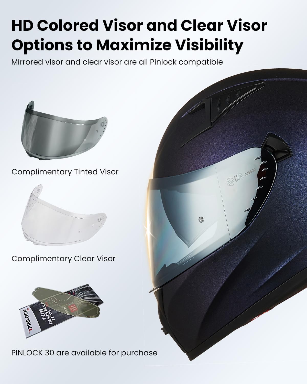 ILM Casco de motocicleta de cara completa con Pinlock compatible con viseras y aletas transparentes y tintadas, casco de motocross para bicicleta de
