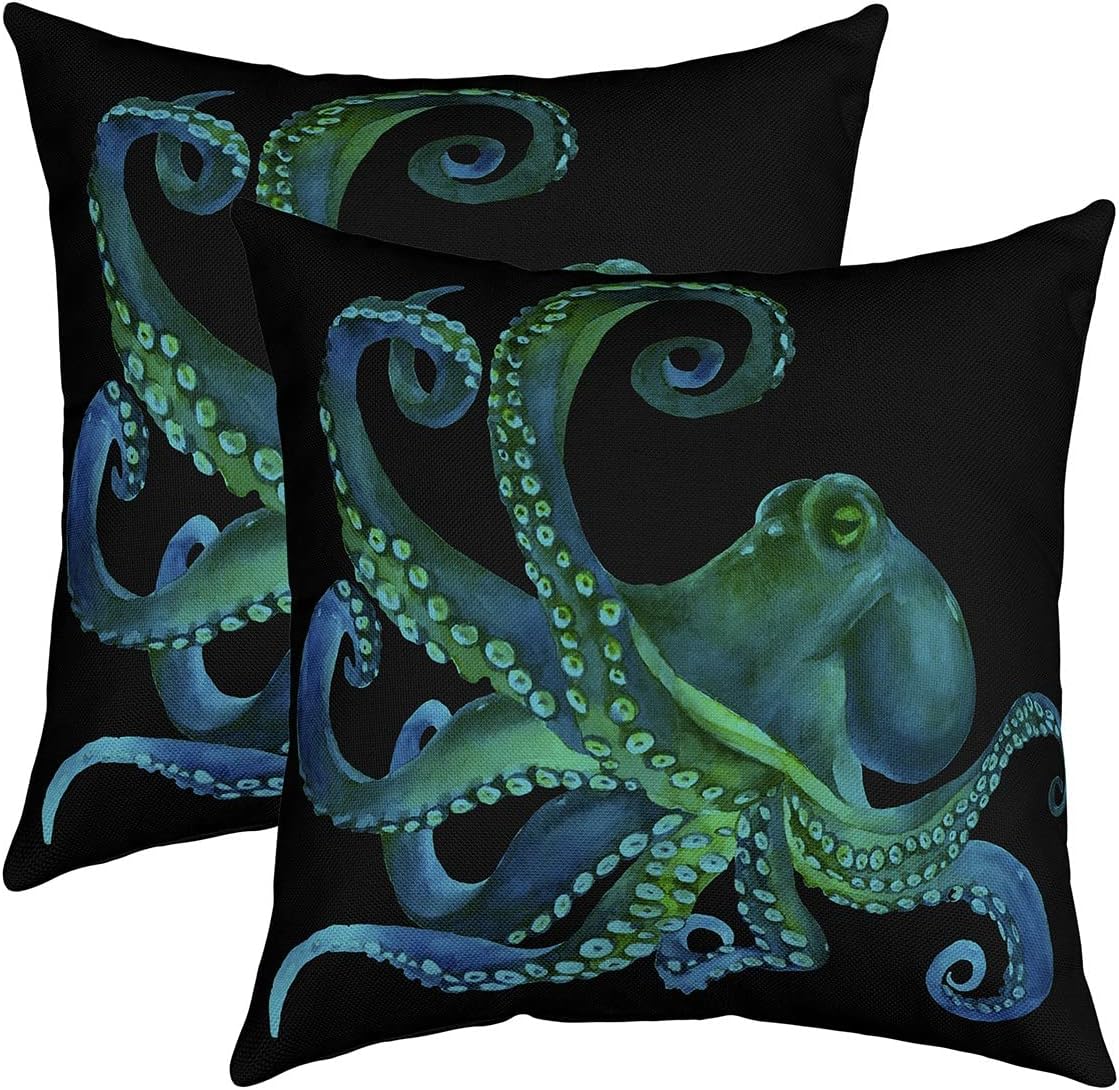 Erosebridal Octopus – Juego de 2 fundas de almohada de 24 x 24 pulgadas, fundas de almohada decorativas de pulpo 3D, fundas de almohada decorativas