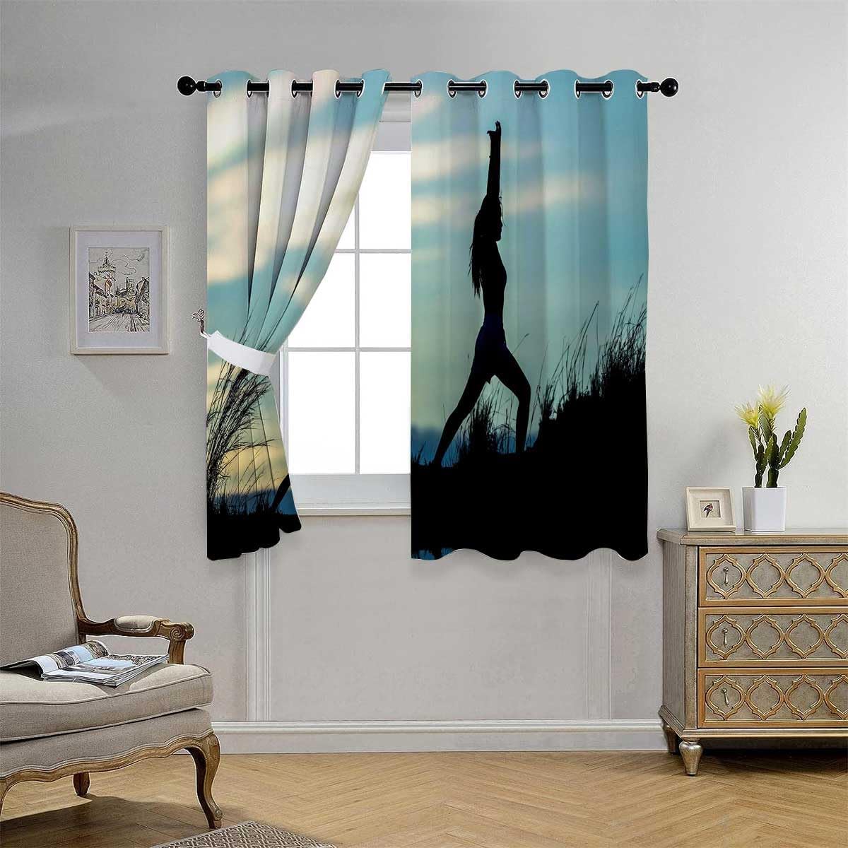 YANFENQI Cortinas Blackout para Habitacion Colorful_Scenery Sky Closet Curtain for Open Closet Cortinas para Ventanas De Cuarto 63Inch Width by