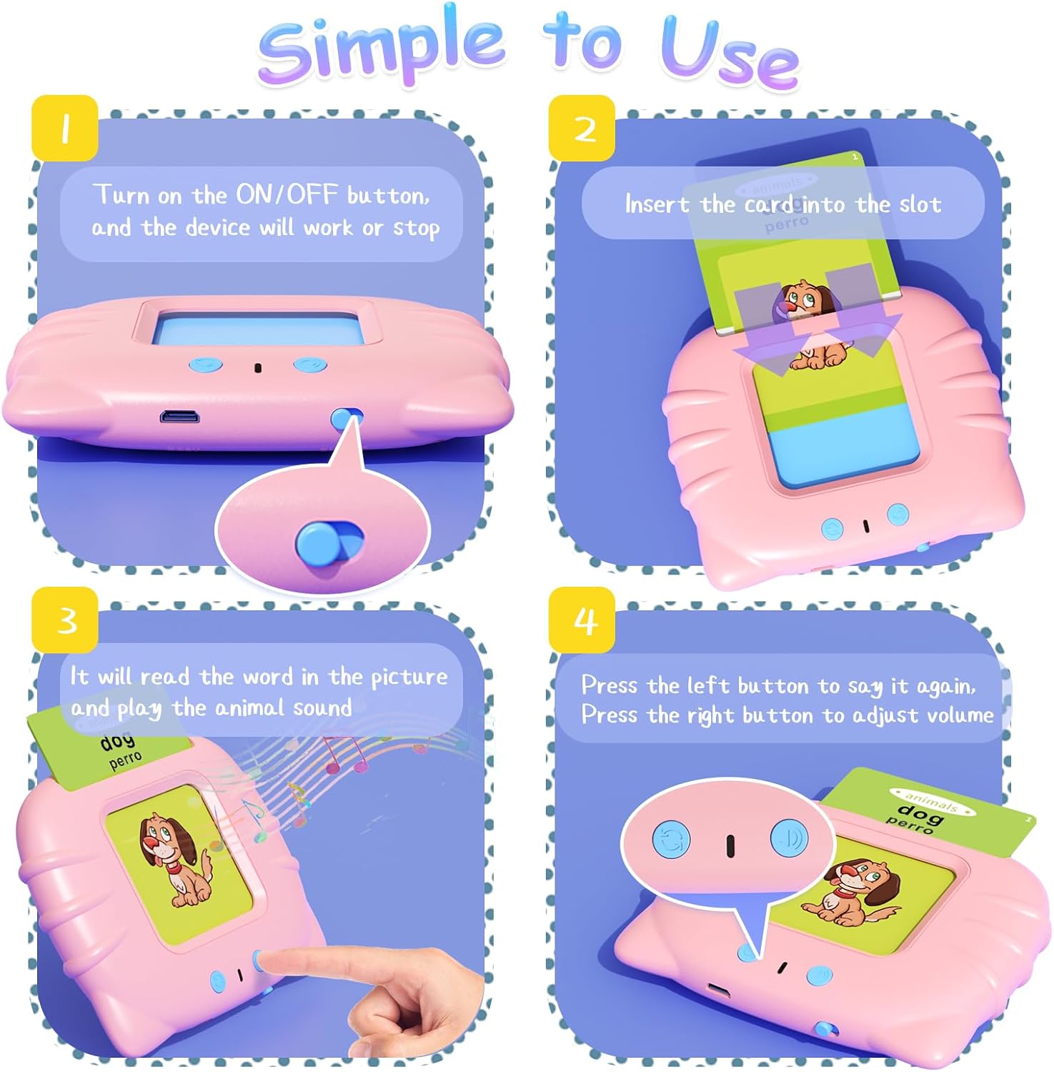 NEWYES – Tarjetas didácticas parlantes para niños pequeños, juguetes sensoriales de 224 palabras para niños autistas, discurso de bolsillo, juguetes