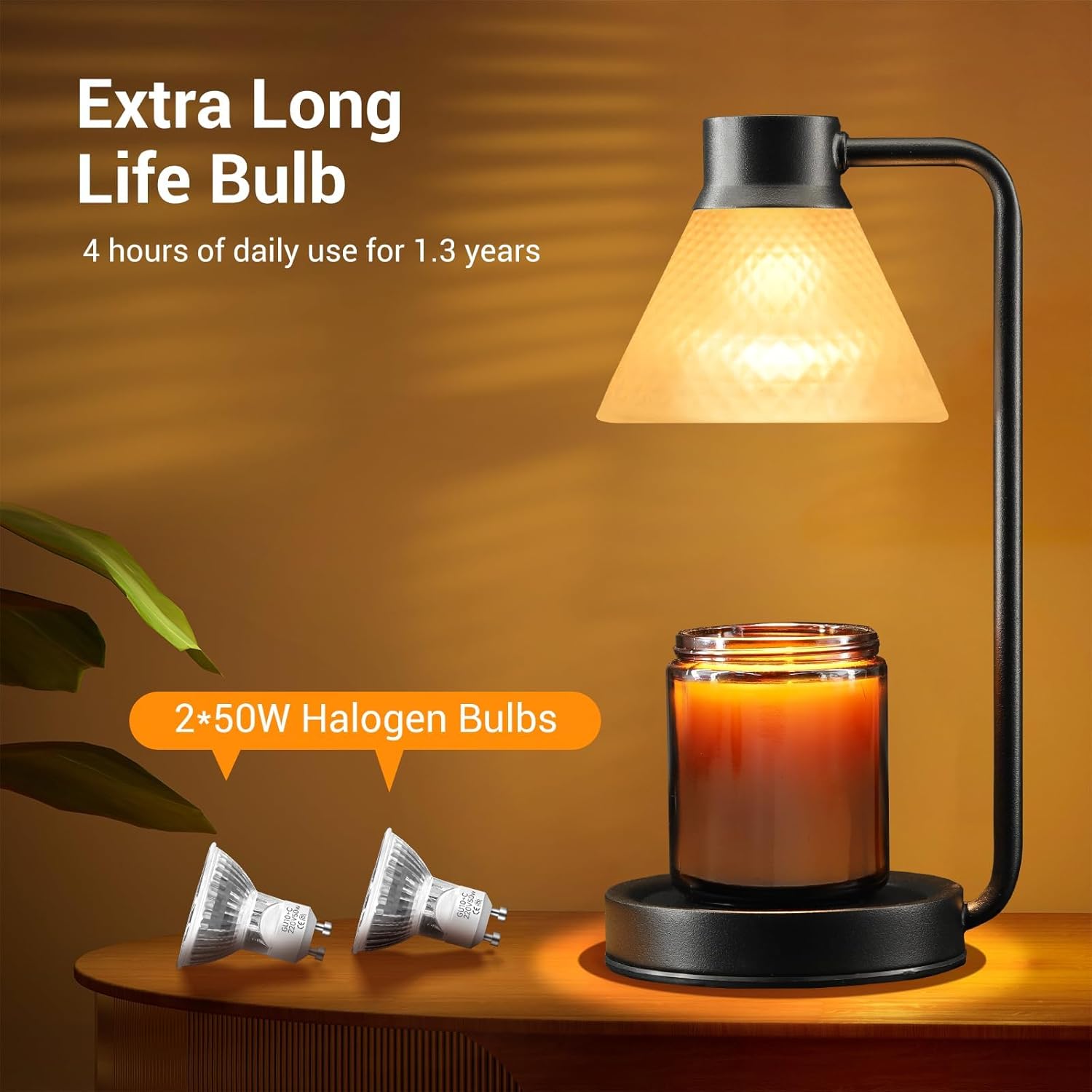 Atapeas Lámpara calentadora de velas, calentador eléctrico de lámpara de vela con regulable y temporizador para velas perfumadas en frascos, luz