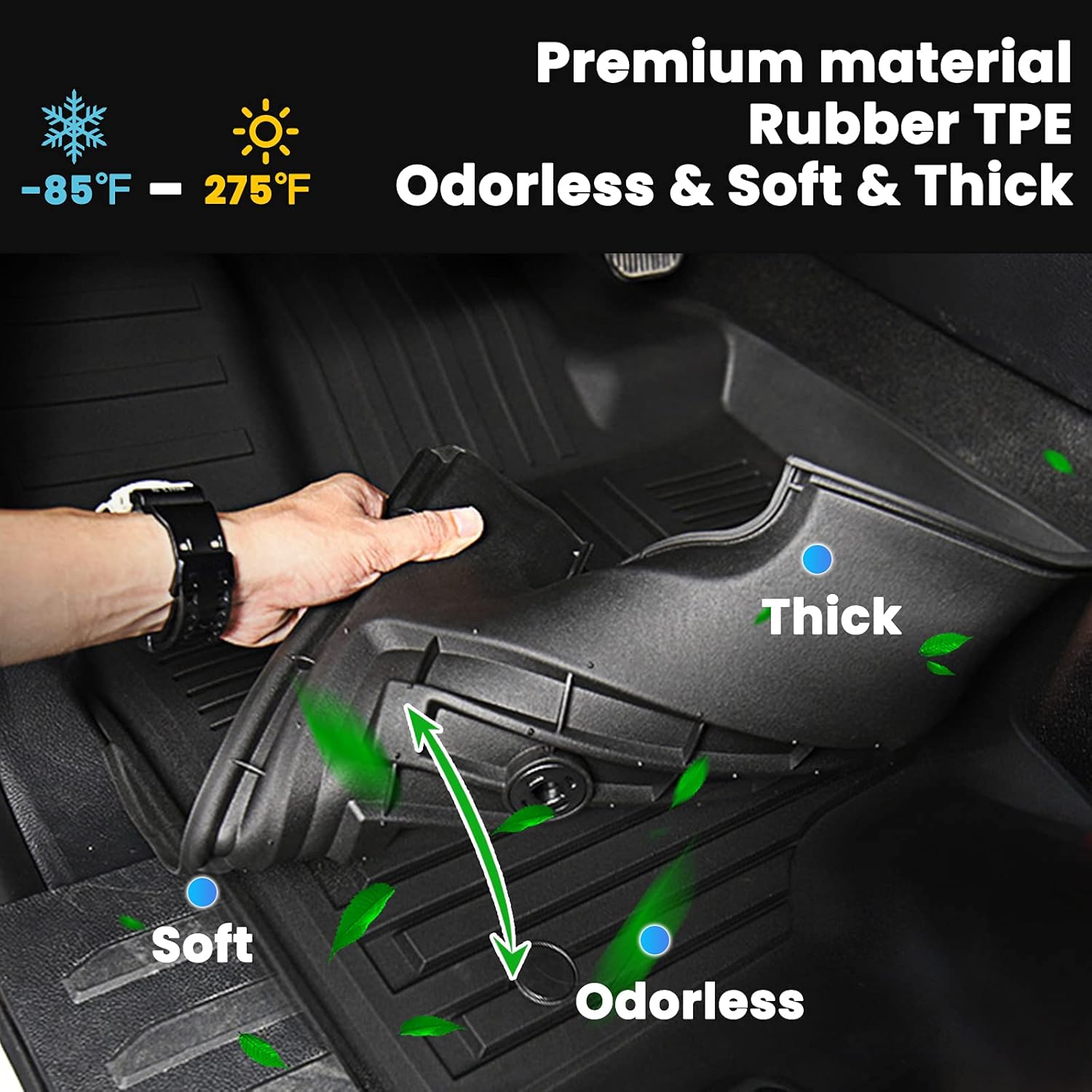 Auxko Alfombrillas para todo tipo de clima, alfombrilla de carga superior para Honda CR-V 2023 2024 (incluye híbrido), forros de goma de elastómero