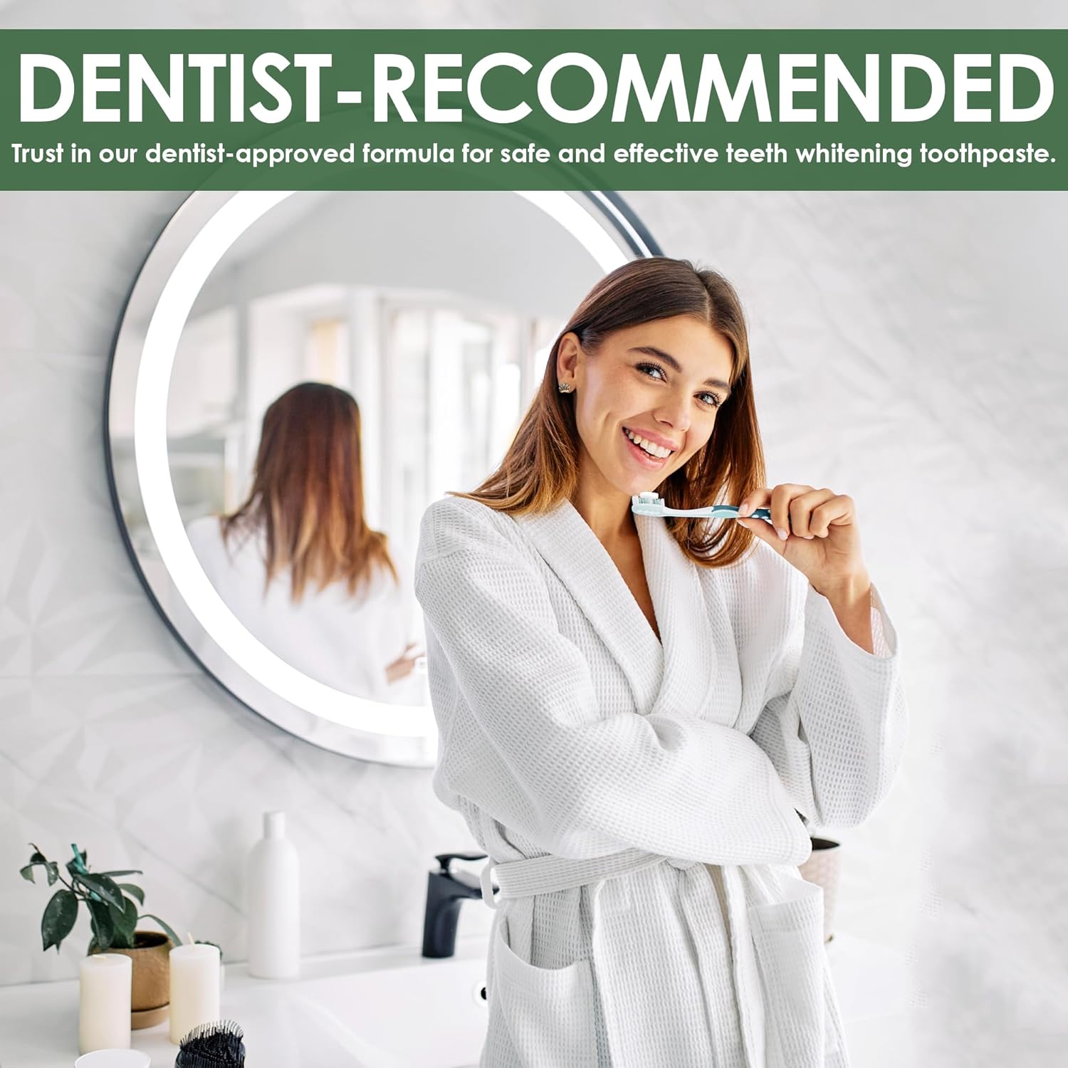 Tabletas de pasta de dientes, sabor a menta, antiplaca, anticaries y evita la caries dental, anti-gingivitis, limpiador oral, apto para viajes, sin