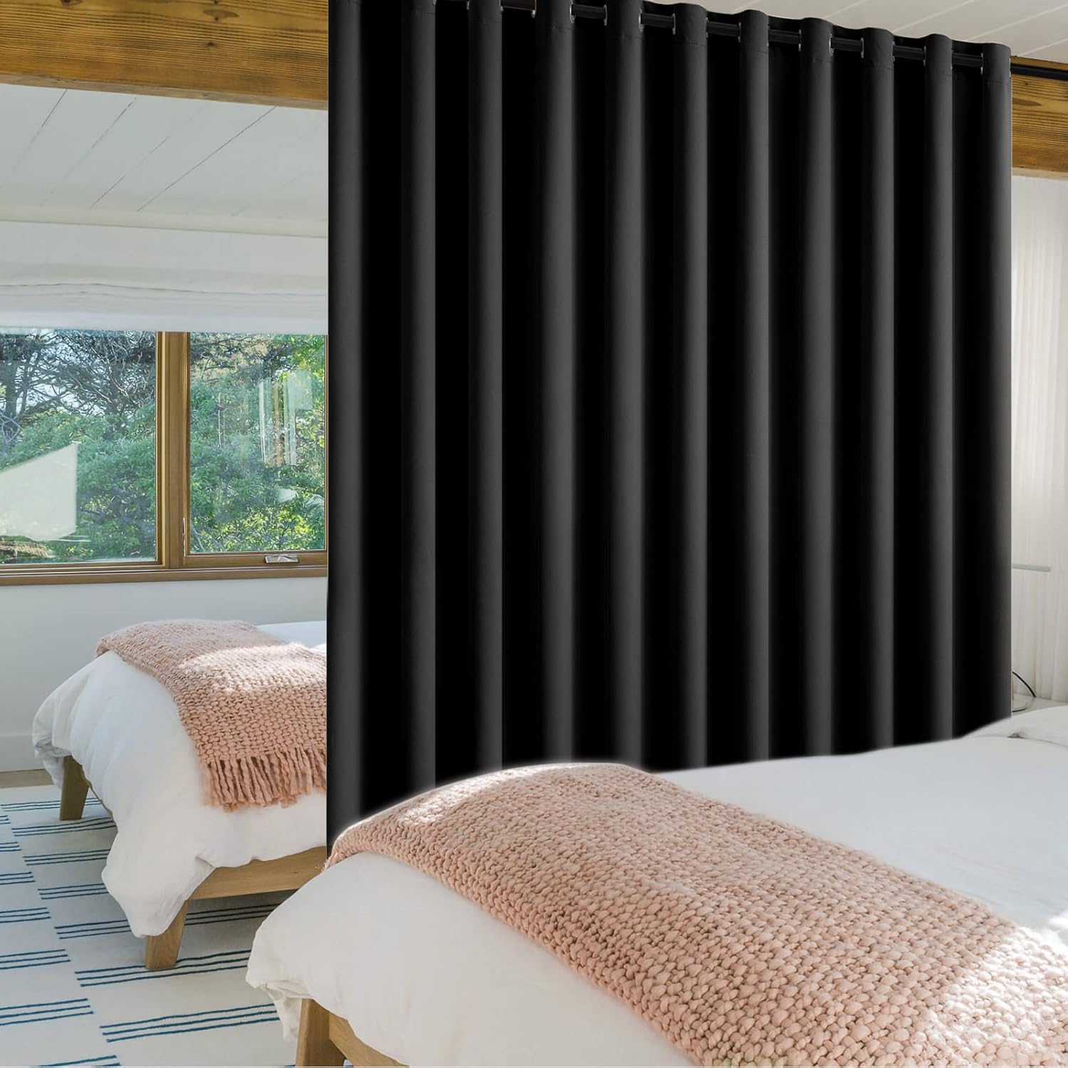 MIULEE Cortinas divisoras de habitación de 12.5 x 8 pies  Pantalla divisora de habitación de pared a prueba de sonido, cortina opaca ancha para sala