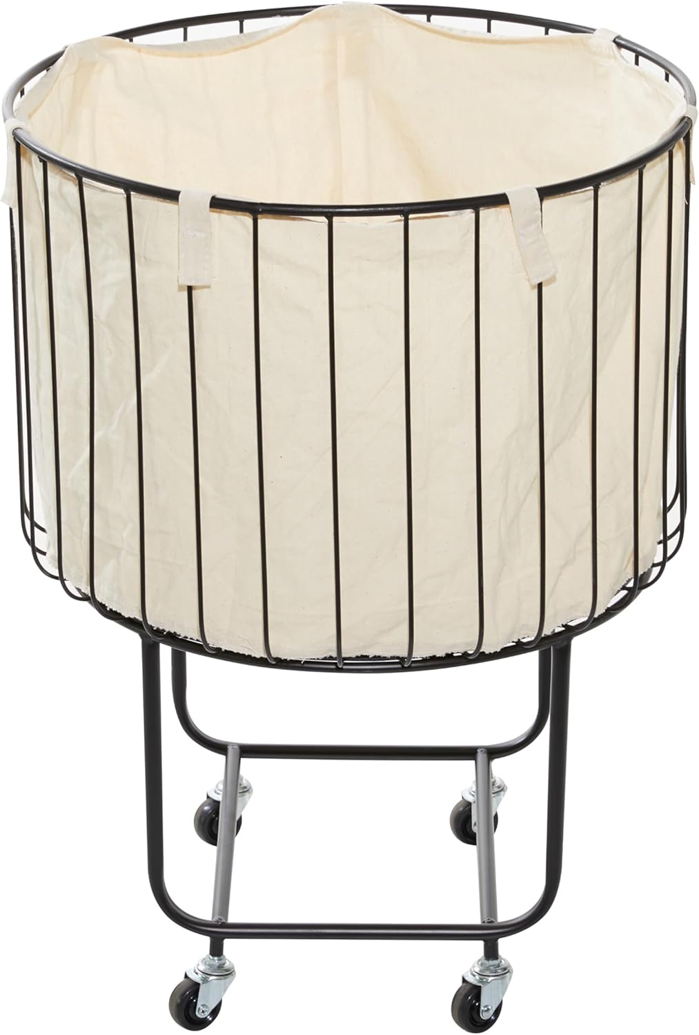 Deco 79 Carrito de almacenamiento redondo de metal con ruedas, 19 x 19 x 26 pulgadas, negro