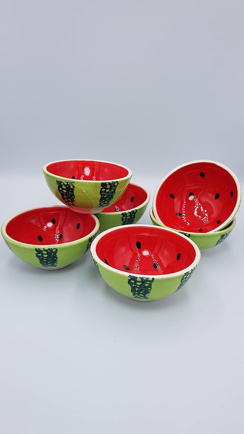 kaira – Lindos cuencos de cerámica pintados a mano con diseño de frutas para aperitivos, helado, condimento, arroz, postre, salsa de soja, cereales