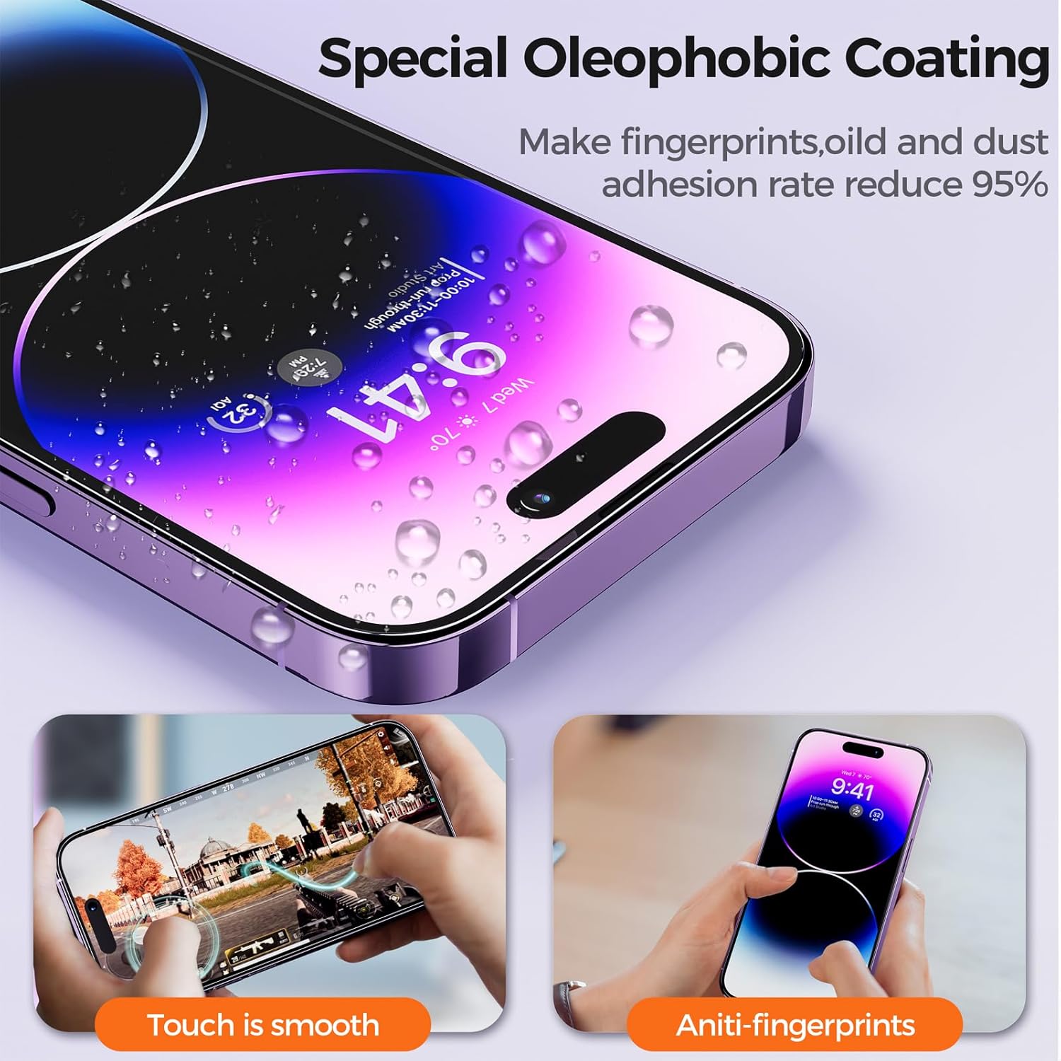 Xréel Paquete de 3 protectores de pantalla para iPhone 15 con 3 protectores de lente de cámara de vidrio templado, protector de platino, resistente