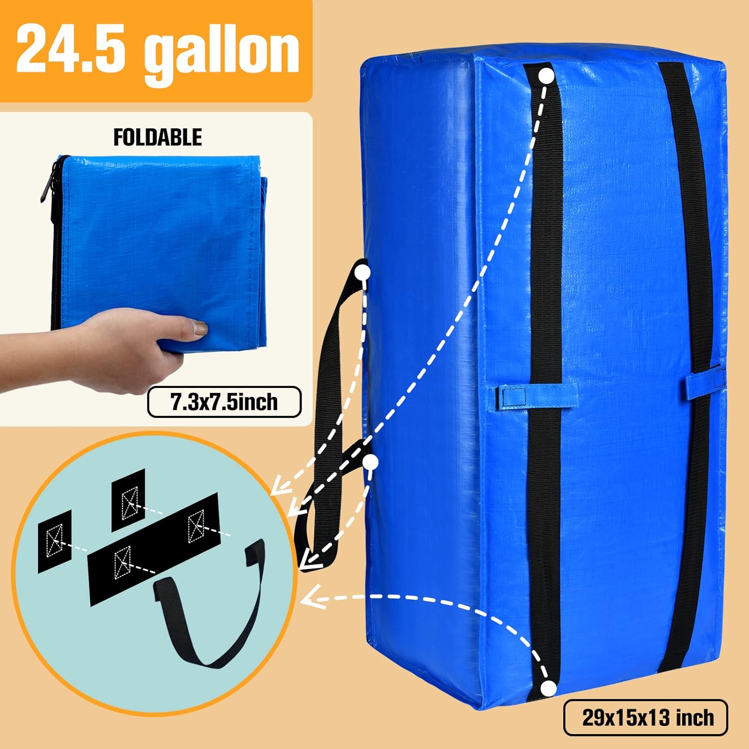 Bolsas de mudanza, cajas de mudanza grandes y resistentes para ahorrar espacio, suministros de mudanza, bolsas para almacenamiento con asas de