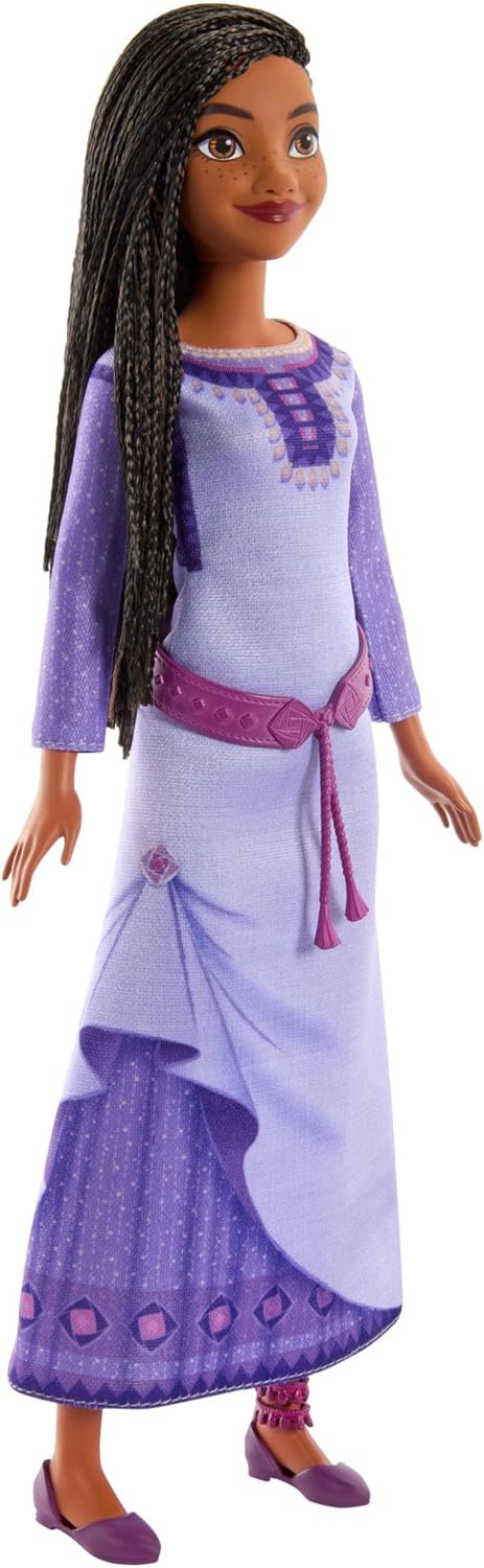 Mattel Disney Wish Asha of Rosas – Muñeca de moda posable con cabello natural, incluye ropa, zapatos y accesorios extraíbles