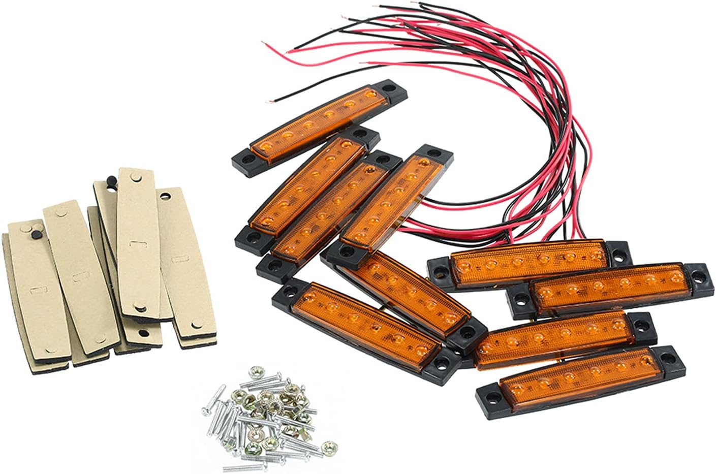 KEING Paquete de 30 indicadores LED sellados de 3.8 pulgadas, impermeables, ámbarrojoblanco, 6 indicadores de marcador, lámparas de liquidación de