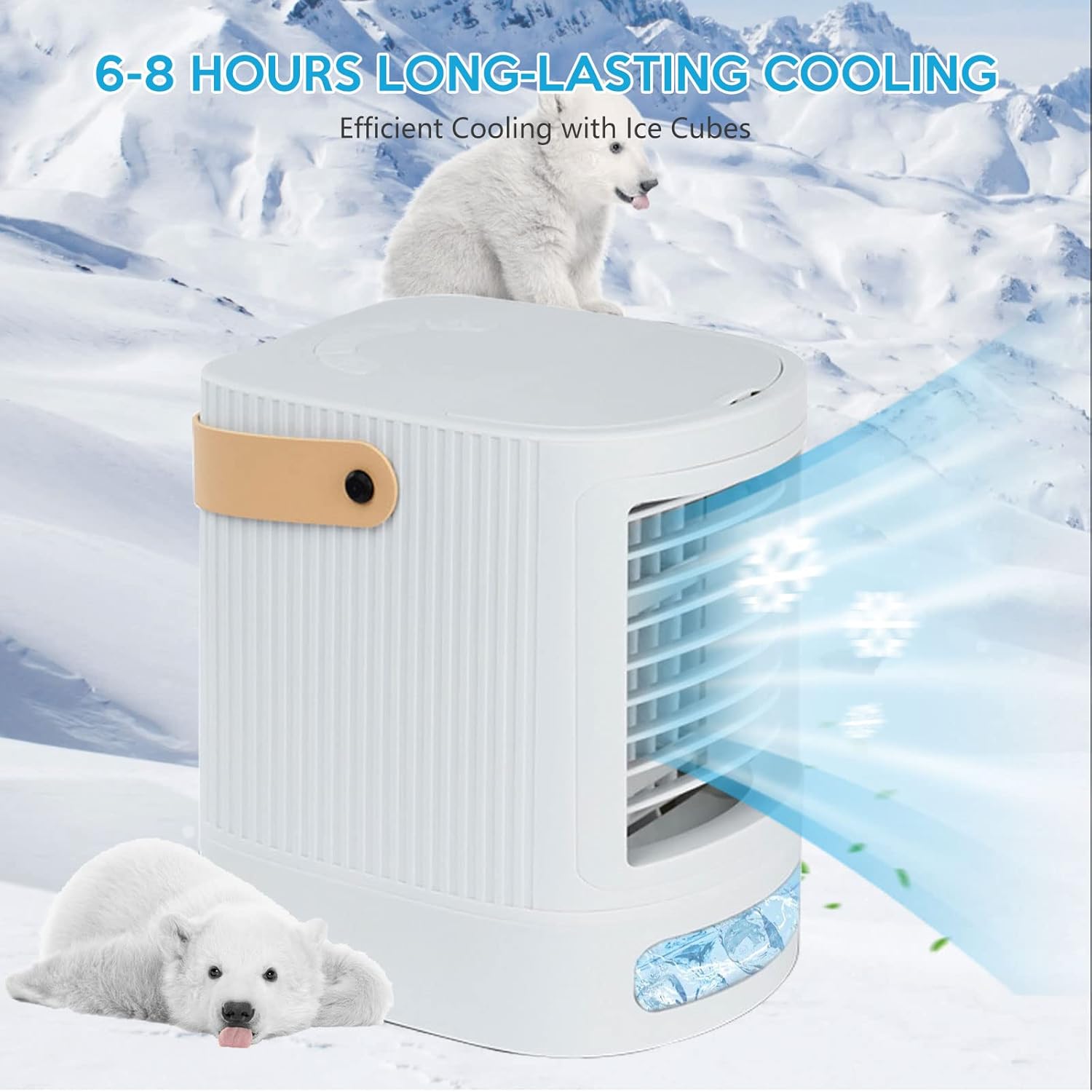 Mini aire acondicionado portátil, enfriador de aire evaporativo 3 en 1 – Fancole pequeño aire acondicionado con 3 niveles de humidificación, luz