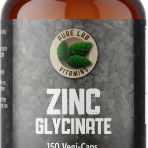 Suplemento de glicinato de zinc de 23 mg  150 cápsulas veganas por Pure Lab Vitamins  Sal de aminoácidos para una piel y uñas saludables  Apoya el Suplemento de glicinato de zinc de 23 mg  150 cápsulas veganas por Pure Lab Vitamins  Sal de aminoácidos para una piel y uñas saludables  Apoya el