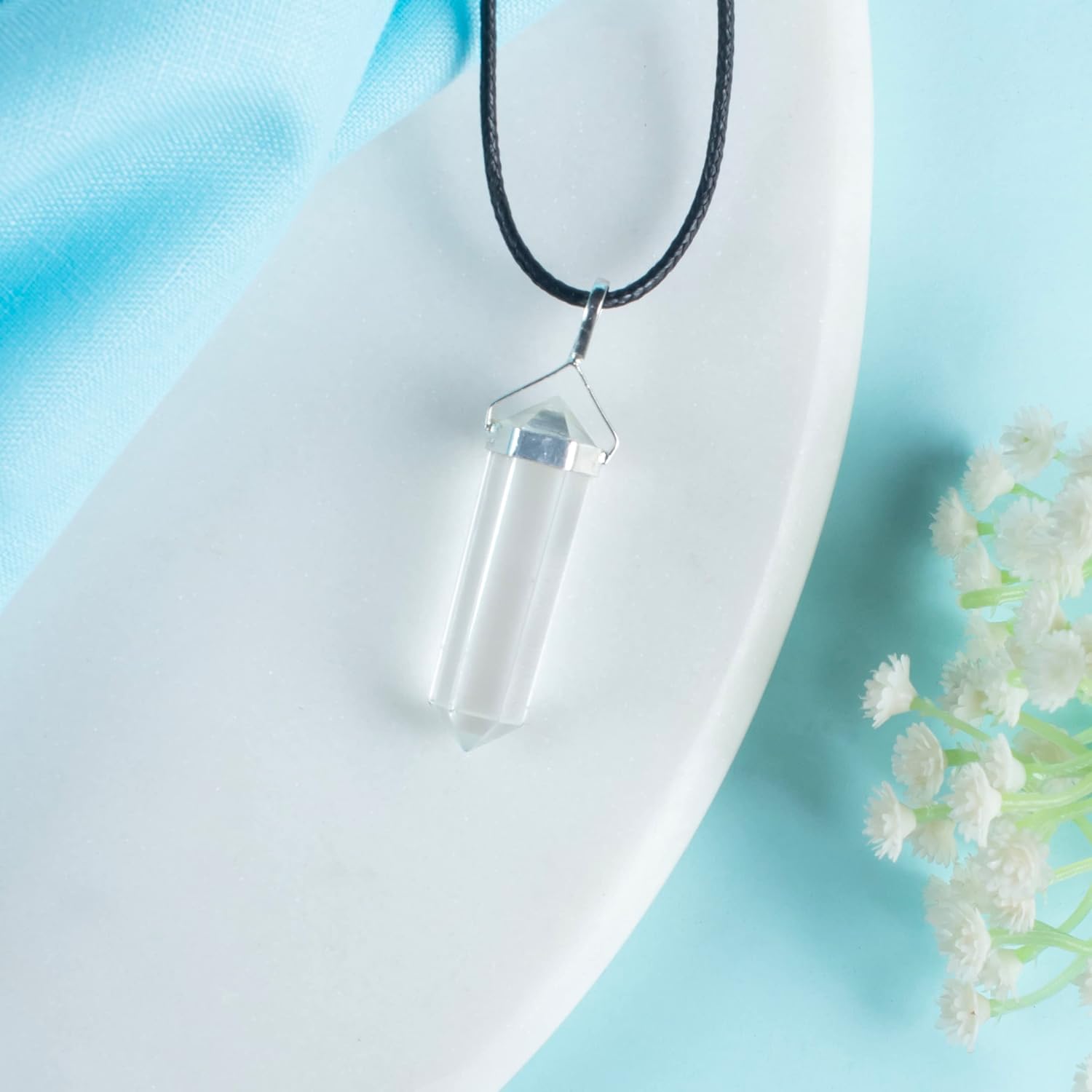 Crocon Gemstone Pencil Pendant Necklace Handmade Reiki Healing Crystal Amulet Natural Stone Jewelry for Unisex Thoughtful Gifts for Women