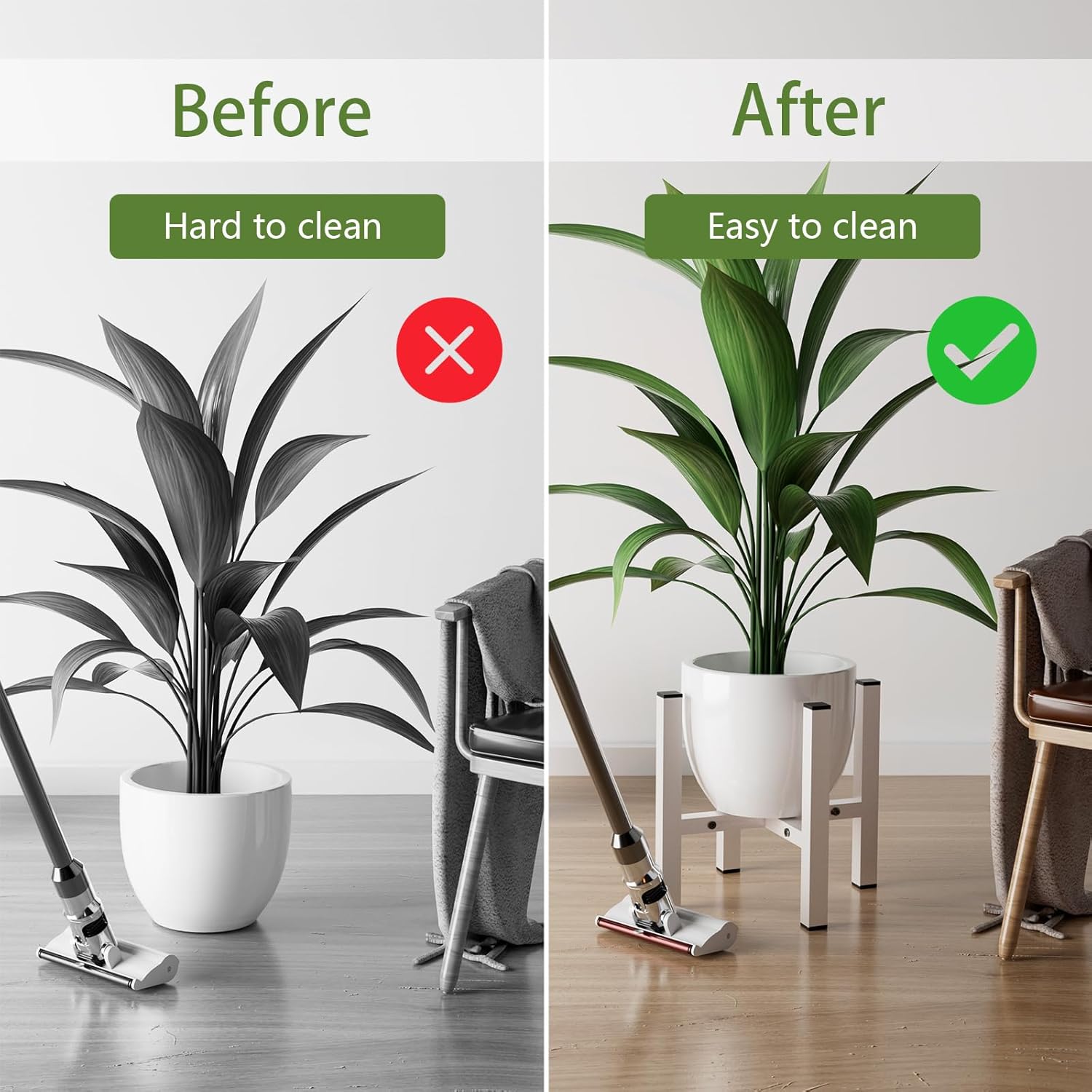 Soporte de metal ajustable para plantas, resistente para interiores y exteriores, para macetas de 8 a 13 pulgadas, color blanco (maceta no incluida)