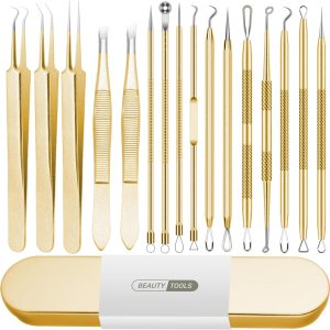 Herramienta de eliminación de puntos negros, kit de herramientas de 16 piezas, juego de pinzas para depilación de cejas, espinillas, manchas, acné, Herramienta de eliminación de puntos negros, kit de herramientas de 16 piezas, juego de pinzas para depilación de cejas, espinillas, manchas, acné,