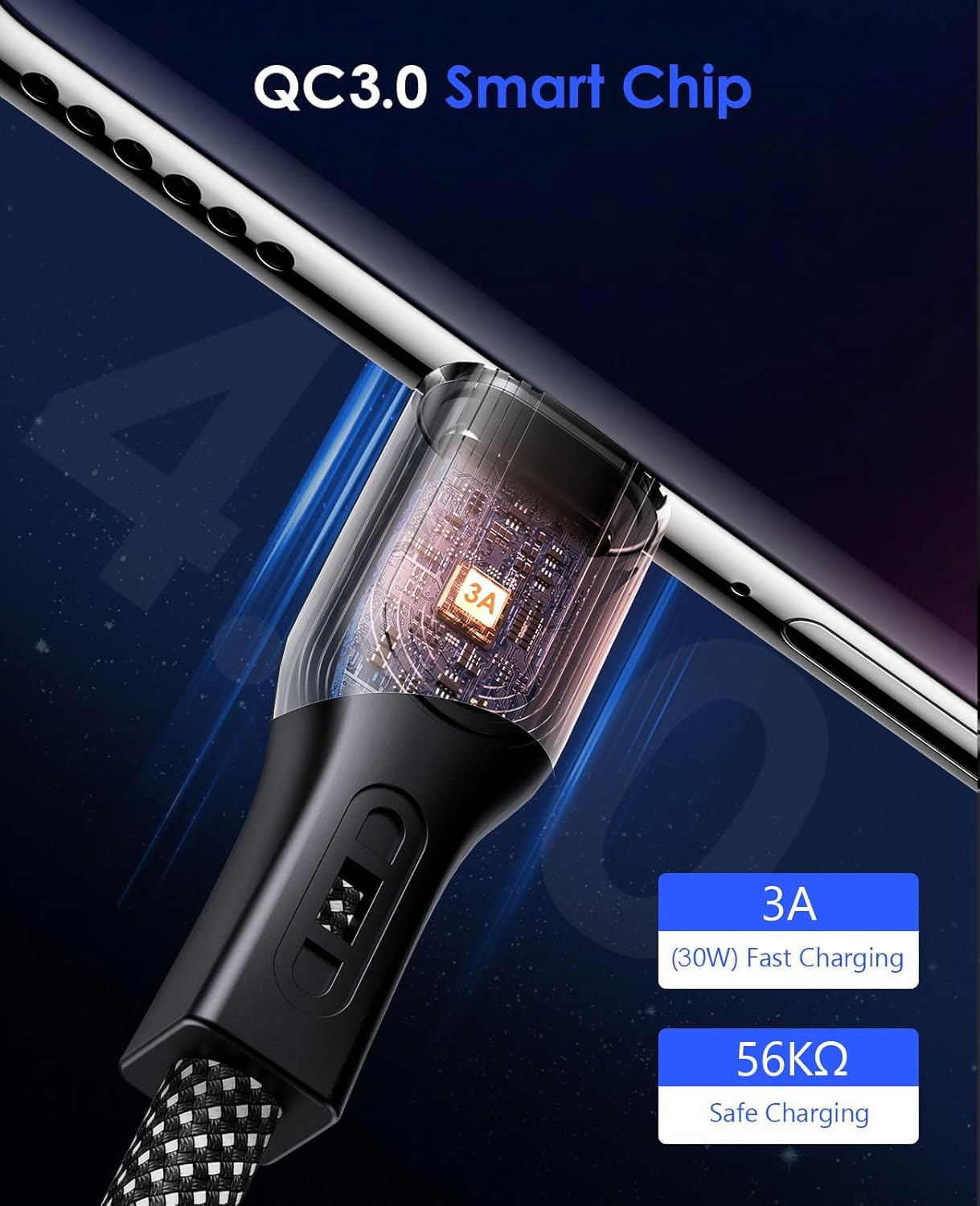 Cable magnético USB C, cable USB A a USB C, cable de carga USB C de 3.3 pies, cables de carga rápida compatibles con Samsung Galaxy S21 S20 S10 S9