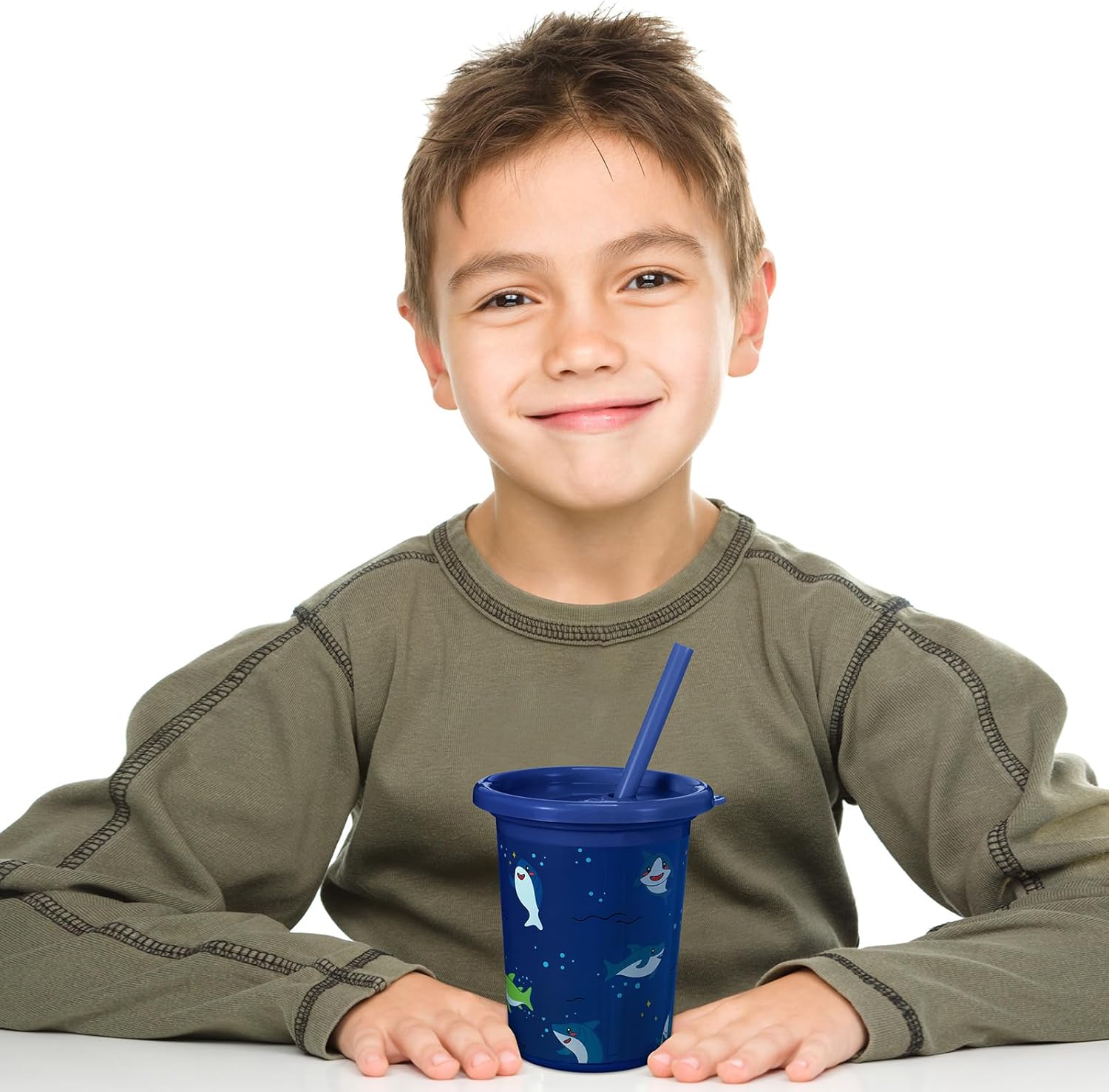 Nuanchu 12 vasos para niños con pajitas y tapas para niños pequeños, vasos reutilizables de plástico de 10 onzas para niñas, escuela, fiesta de