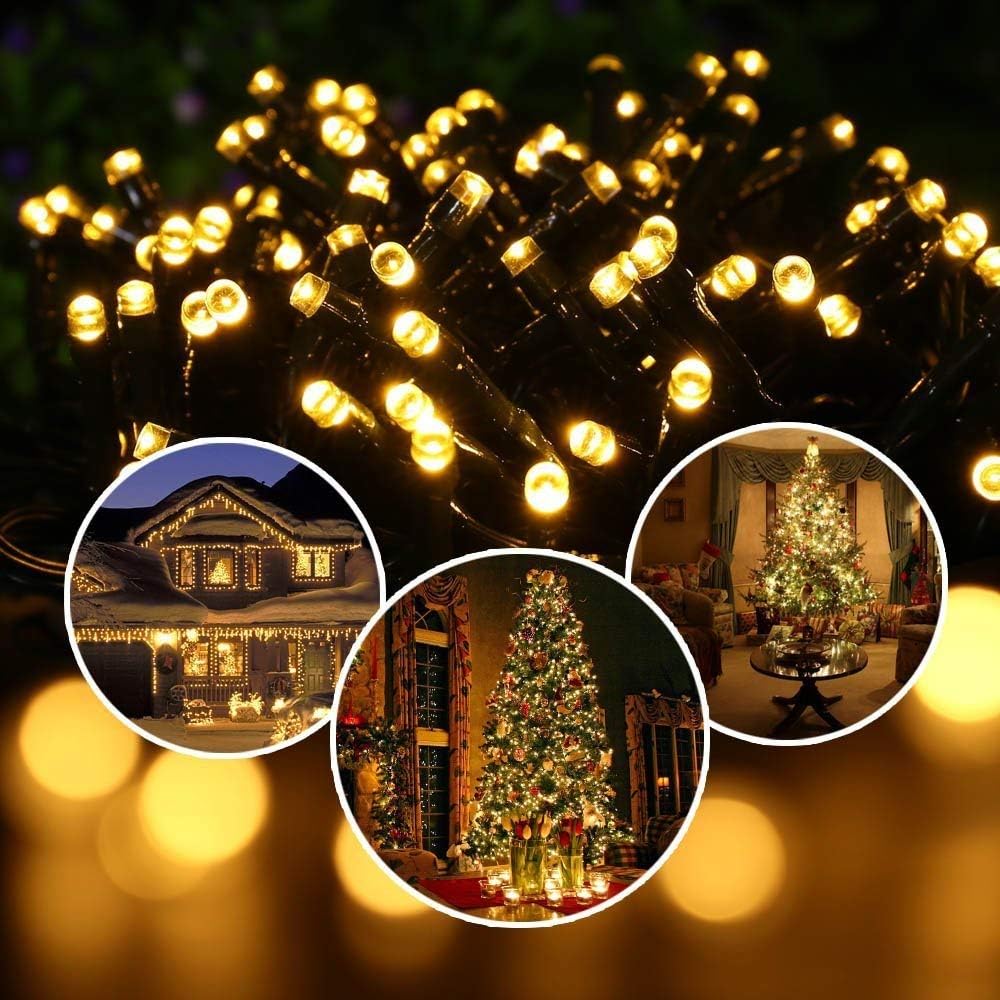 Toodour Luces de Navidad para exteriores, 213 pies, 600 luces LED de Navidad, 8 modos, temporizador, luces parpadeantes de Navidad impermeables para