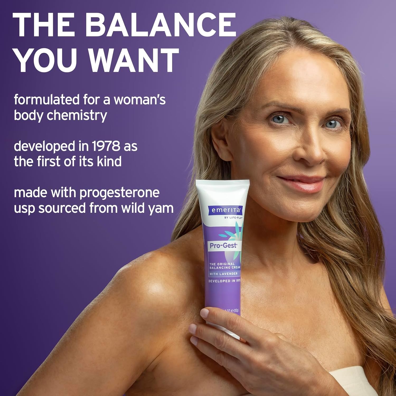 Emerita Pro-Gest Crema con aceite de lavanda calmante, crema equilibrante original con progesterona USP para un equilibrio óptimo en la mediana