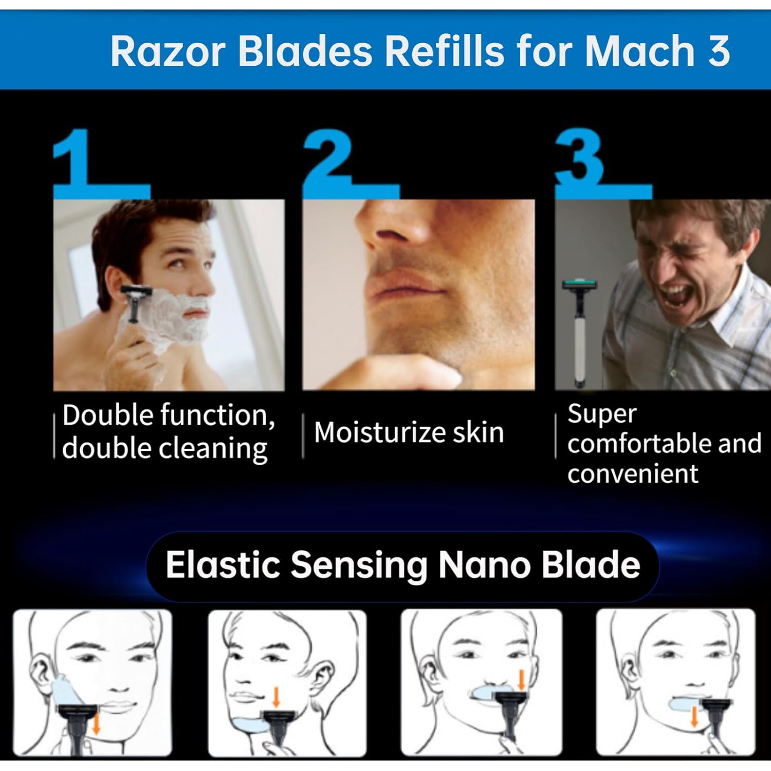 Cuchillas de afeitar para hombres, repuestos de cuchillas de afeitar para hombre Gillette, repuestos manuales de afeitar, cuchillas de corte de