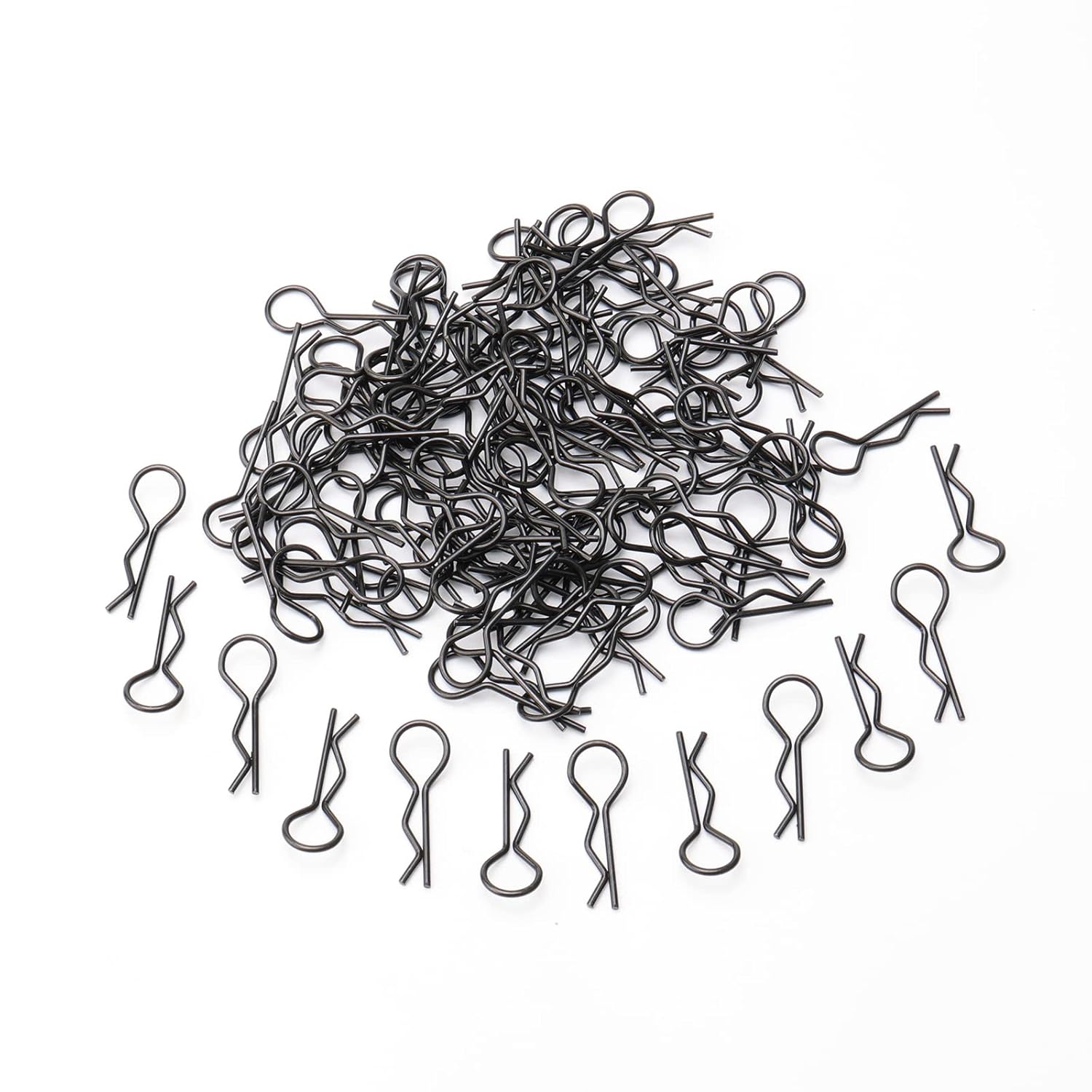 Rchobbytop 100 piezas de clips de cuerpo RC universales Springy R Pines para todos los coches de carretera a escala 18 en carretera Buggy Rock