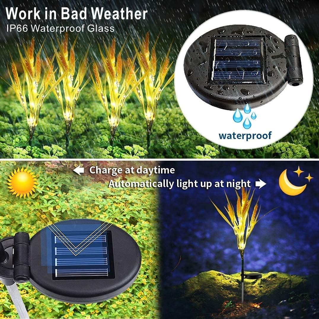 Idefair Luces solares de flores decorativas para exteriores, paquete de 2 luces solares de estaca de jardín para patio, césped, patio, camino