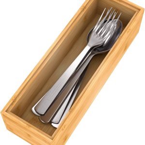 Organizador de utensilios de cubiertos, organizador de cajones de cubiertos  Soporte apilable de bambú para cubiertos, bandejas de almacenamiento de Organizador de utensilios de cubiertos, organizador de cajones de cubiertos  Soporte apilable de bambú para cubiertos, bandejas de almacenamiento de