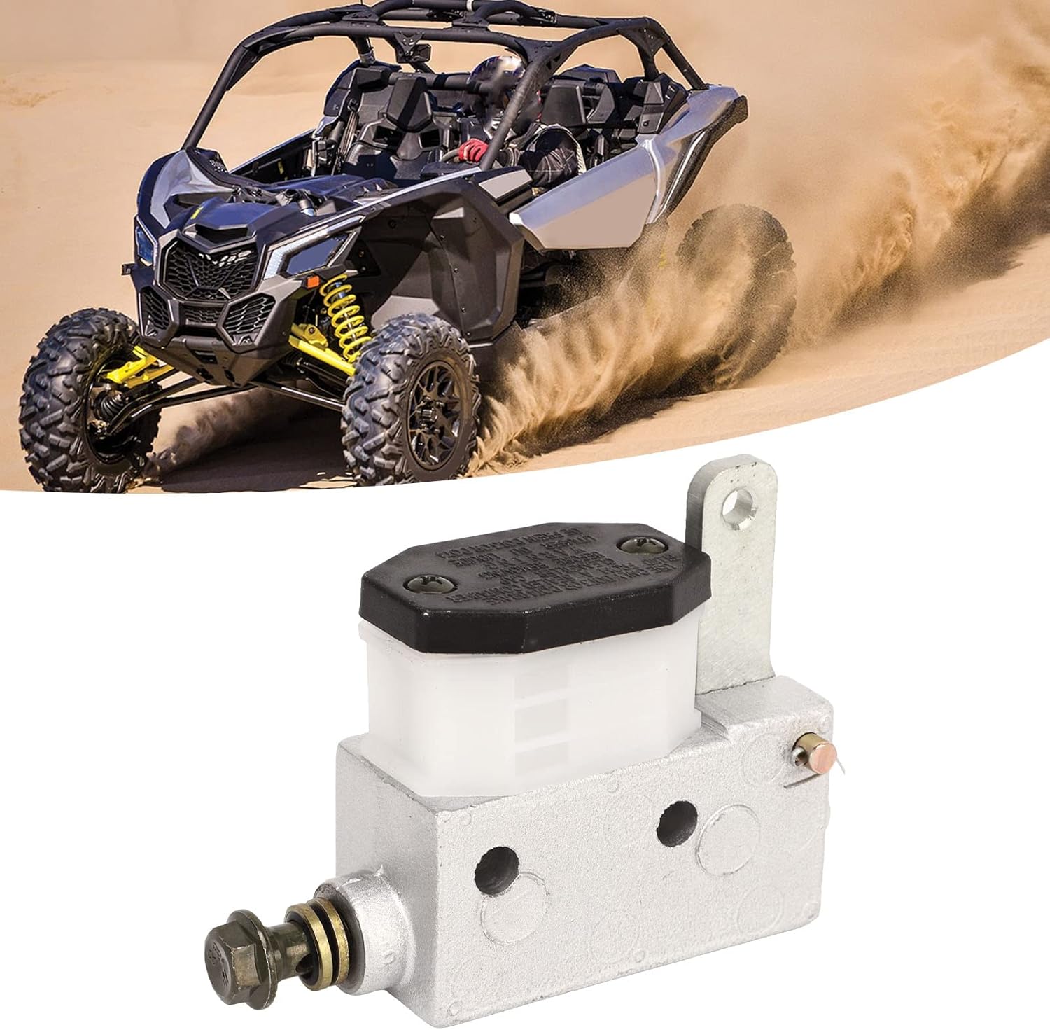 Aramox Bomba de cilindro maestro de freno Construcción de metal Instalación simple 12.8 Conjunto de cilindro maestro de freno para Go Kart ATV UTV