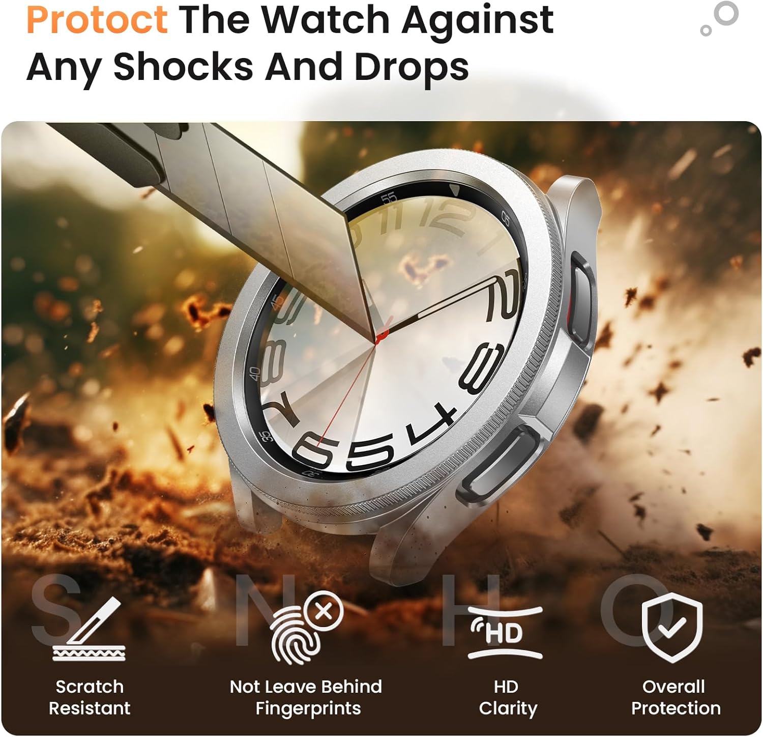 Goton Paquete de 2+2+3 Funda 3 en 1 para Samsung Galaxy Watch 6 Classic de 1.772 pulgadas y protector de pantalla, paquete de 3 protectores de