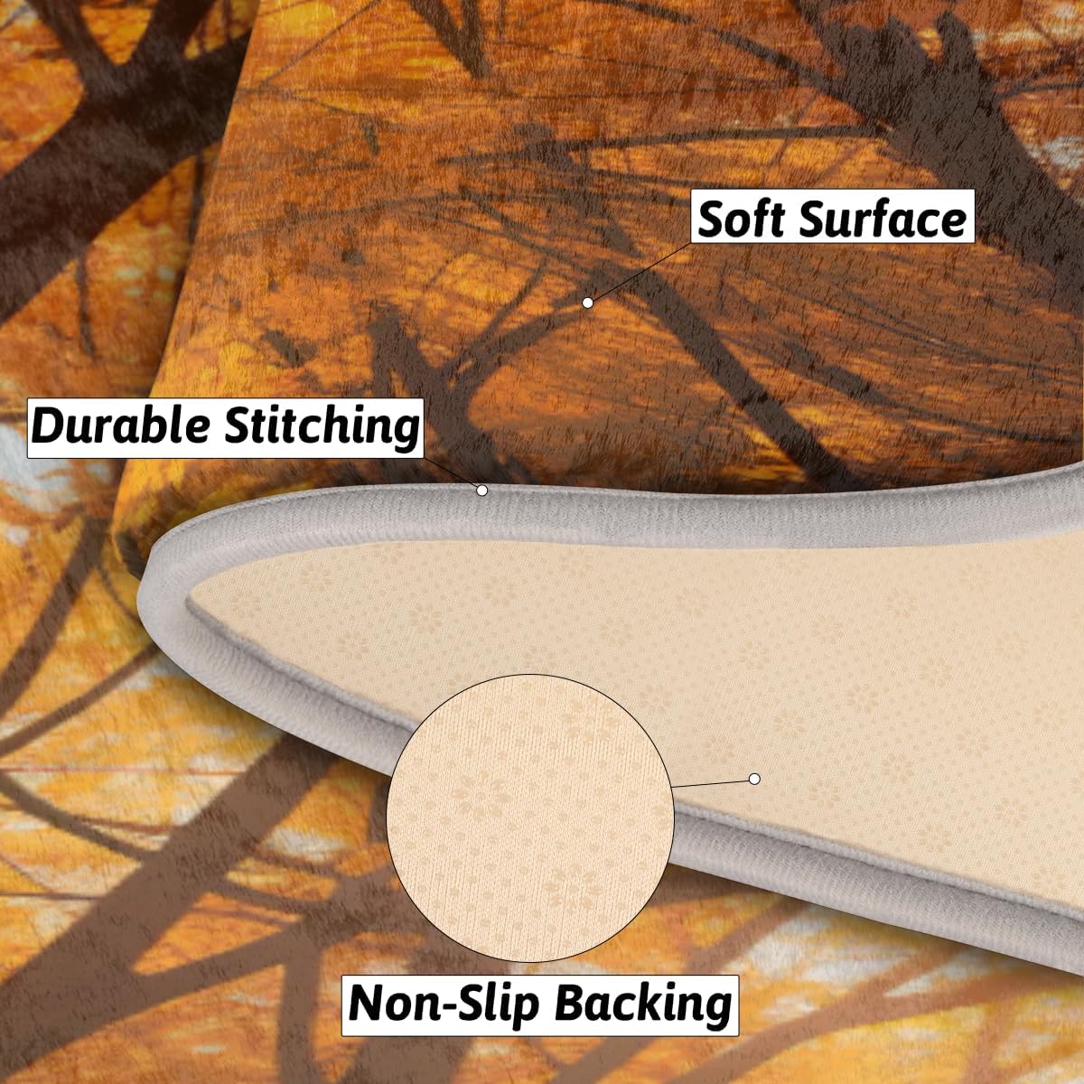 cfpolar Alfombras de baño con árboles de arce otoñal, alfombra de baño antideslizante de microfibra absorbente, alfombras y alfombras de cocina