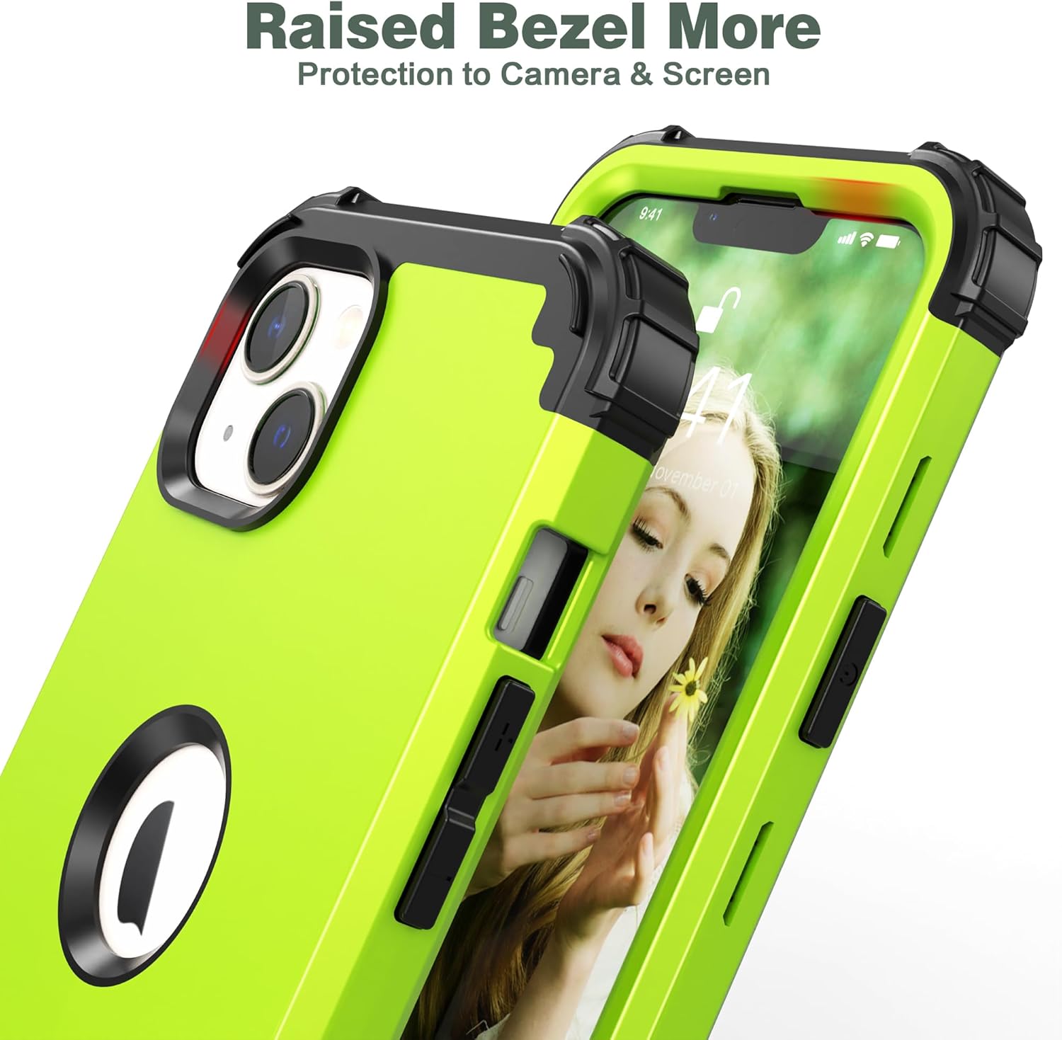 IDweel Funda para iPhone 13 con protector de pantalla, para iPhone 14, híbrida a prueba de golpes, protección resistente, cubierta de policarbonato