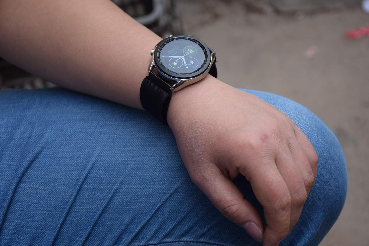 Correa elástica de 0.866 in para reloj compatible con Garmin Venu 23, Fossil Gen 6 de 1.732 pulgadas, Samsung Galaxy Watch 3 de 1.772 pulgadas,