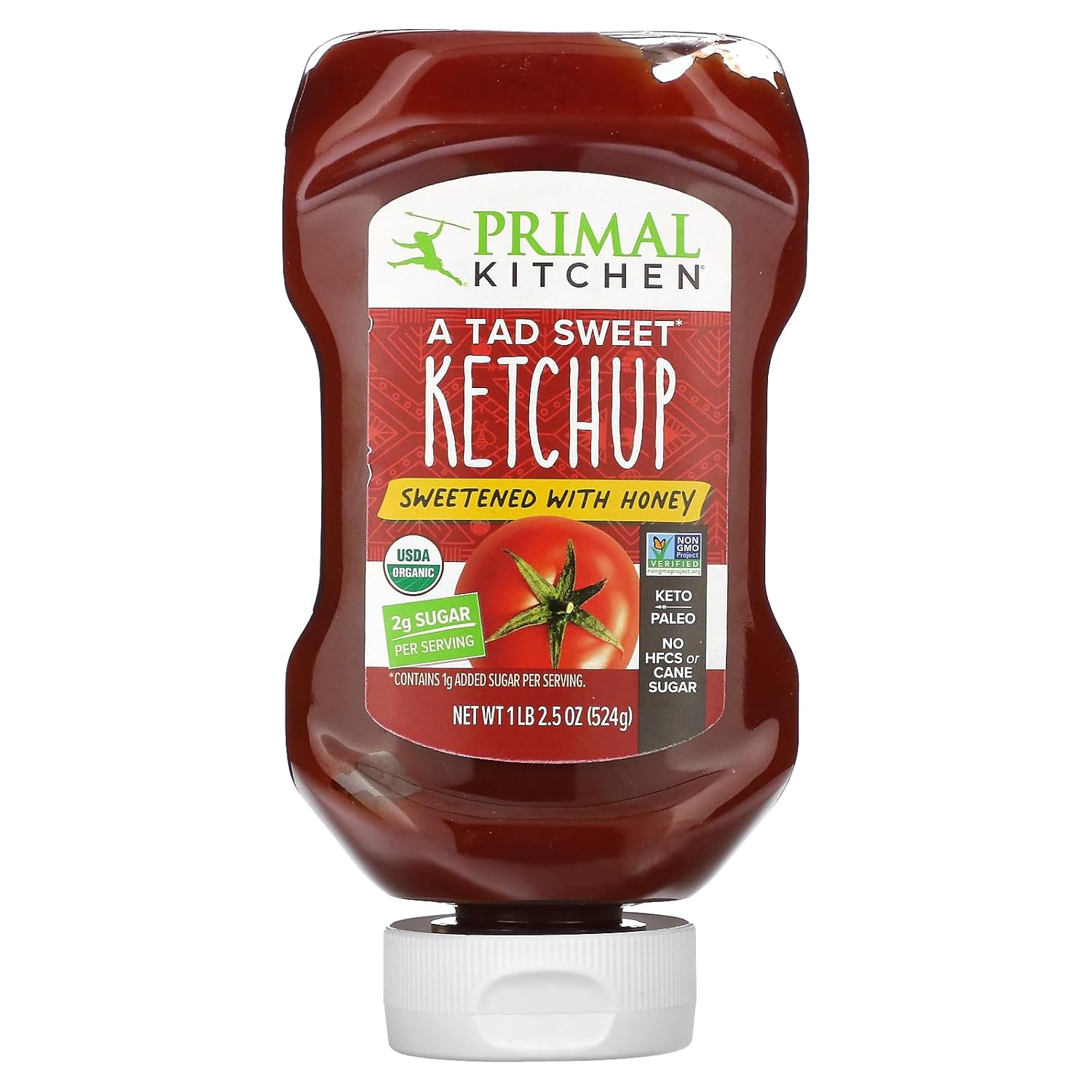 Primal Kitchen A Tad Sweet Ketchup endulzado con miel – 18.5oz Squeeze