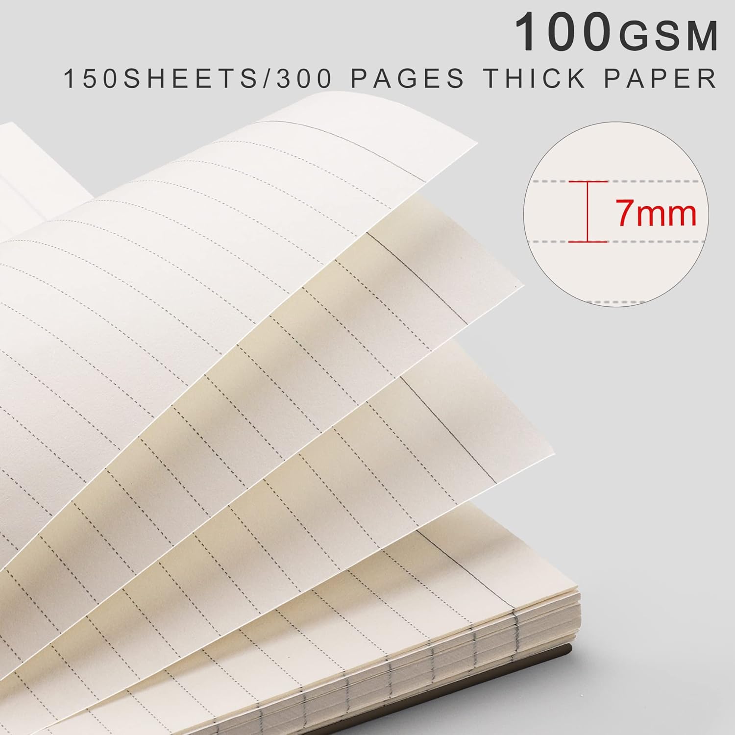 EMSHOI Cuaderno de espiral B5 con rayas universitarias, tamaño grande de 7.48 x 10.15 pulgadas, 300 páginas150 hojas, papel grueso de 3.53 ozm, tapa