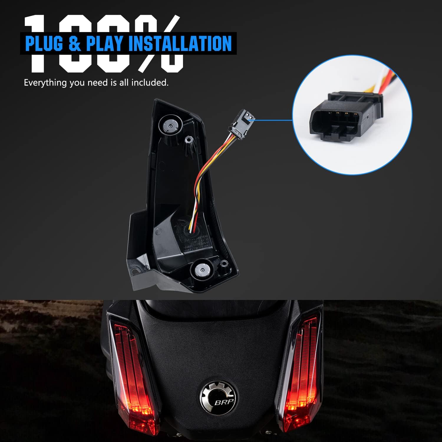 A & UTV PRO Luces traseras LED ahumadas para Can-Am Ryker 600 900 y Ryker Rally 2019-2024, luces traseras de luz de freno para accesorios Ryker,