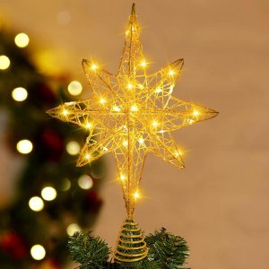DULEFUN Decoración para árbol de Navidad iluminada de 13.5 pulgadas con 20 luces LED, adorno para árbol de Navidad para Año Nuevo, vacaciones, DULEFUN Decoración para árbol de Navidad iluminada de 13.5 pulgadas con 20 luces LED, adorno para árbol de Navidad para Año Nuevo, vacaciones,