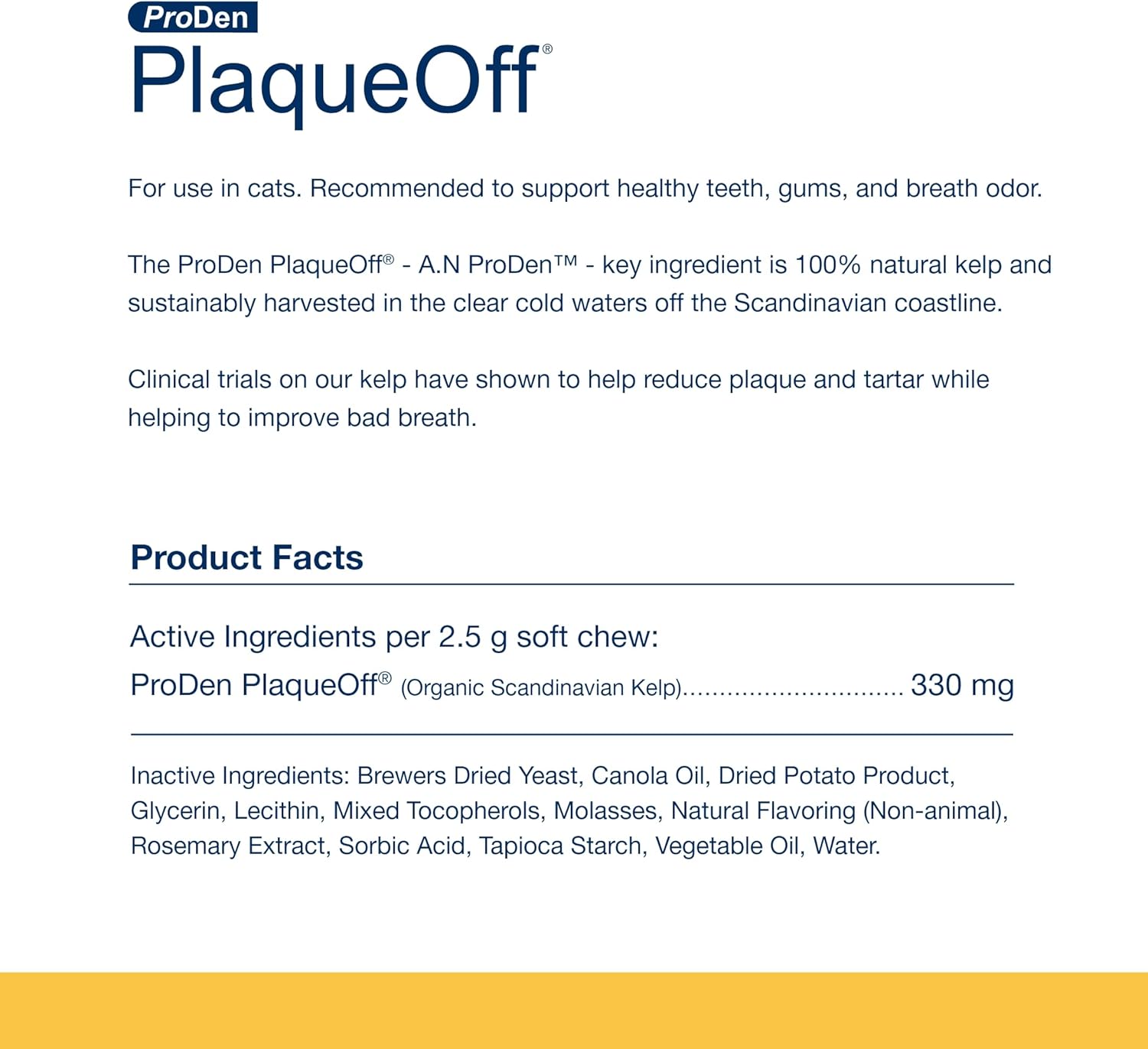 ProDen PlaqueOff Masticables suaves con algas naturales  para gatos de todas las razas  Apoya dientes normales, saludables y olor a aliento en gatos