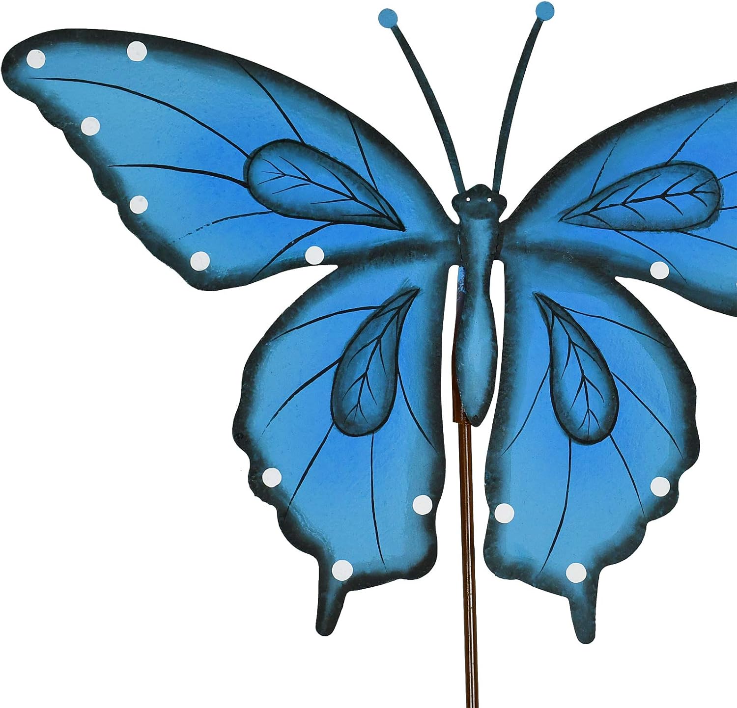 Estacas de metal para jardín, letrero decorativo para patio, decoración de camino, decoración de interiores y exteriores (mariposa azul)