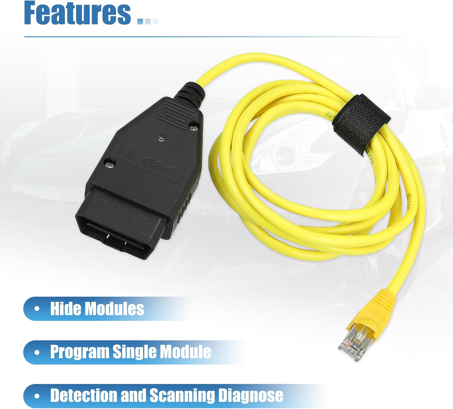X AUTOHAUX Cable de interfaz OBD para BMW ENET E-SYS ICOM Automotriz Instrumento de diagnóstico de instrumento de diagnóstico Herramienta de escaneo