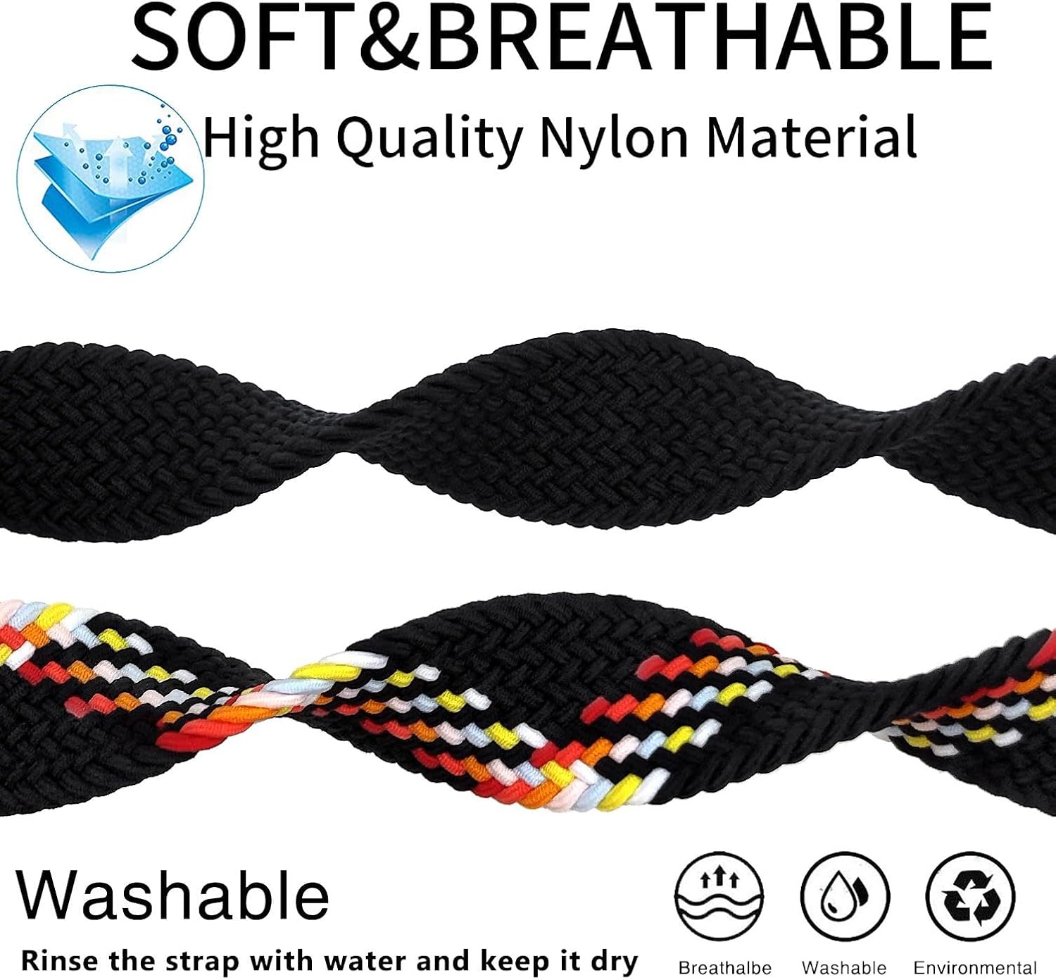Abanen Correa de reloj trenzada de nailon elástico compatible con Apple Watch de 1.496 pulgadas, 1.575 pulgadas, 1.772 pulgadas, 1.772 pulgadas,