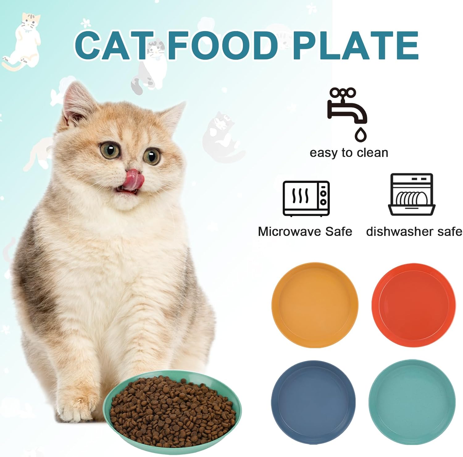 Plato de comida para gatos poco profundos, 4 unidades, comida húmeda para gatos, cuencos planos para gatos, sin fatiga, platos para comida y agua,