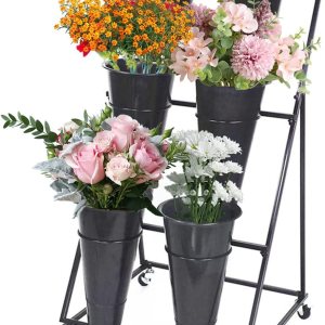 Soporte de exhibición de flores, estante móvil para carrito de plantas con ruedas, con cubos de plástico, fácil de instalar, soporte escalonado para Soporte de exhibición de flores, estante móvil para carrito de plantas con ruedas, con cubos de plástico, fácil de instalar, soporte escalonado para