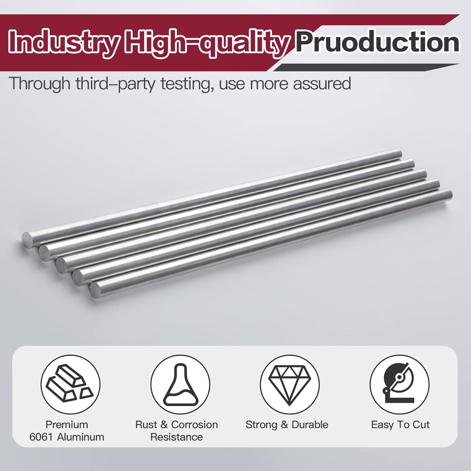 Varilla redonda de aluminio 6061 de 38 pulgadas de diámetro, 13 pulgadas de largo, T6511, extruida, 0.375 pulgadas de diámetro (38 x 13 pulgadas, 5)