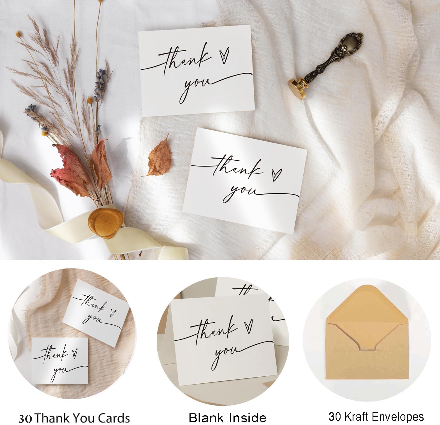 Tarjetas de agradecimiento con sobres de 4 x 6, diseño minimalista, notas de agradecimiento con sobres para baby shower, boda, pequeña empresa,