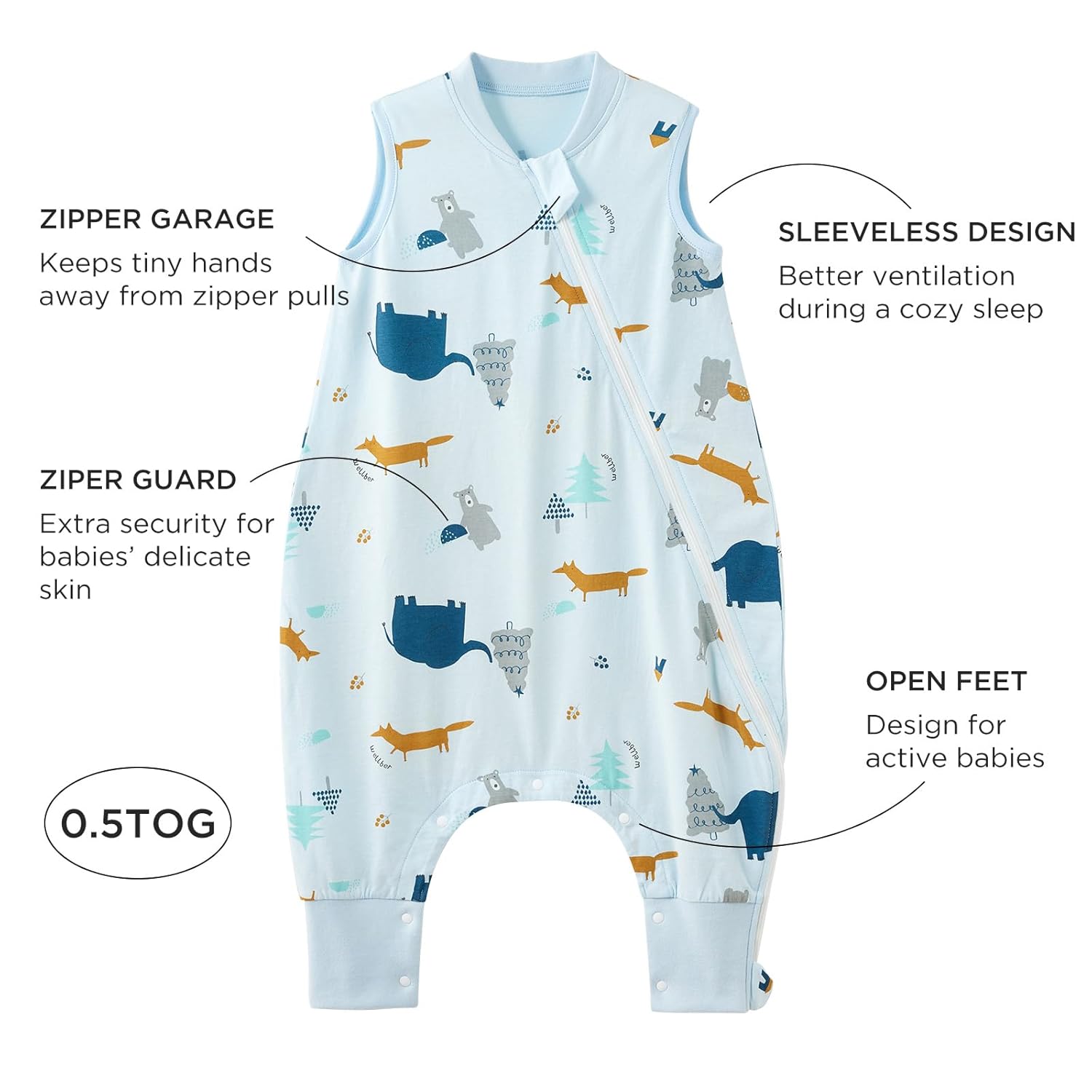 Duomiaomiao Paquete de 2 sacos de dormir TOG para niños de 24 a 36 meses, 100% algodón, ligero, con pies, transpirable y cómoda manta para niños