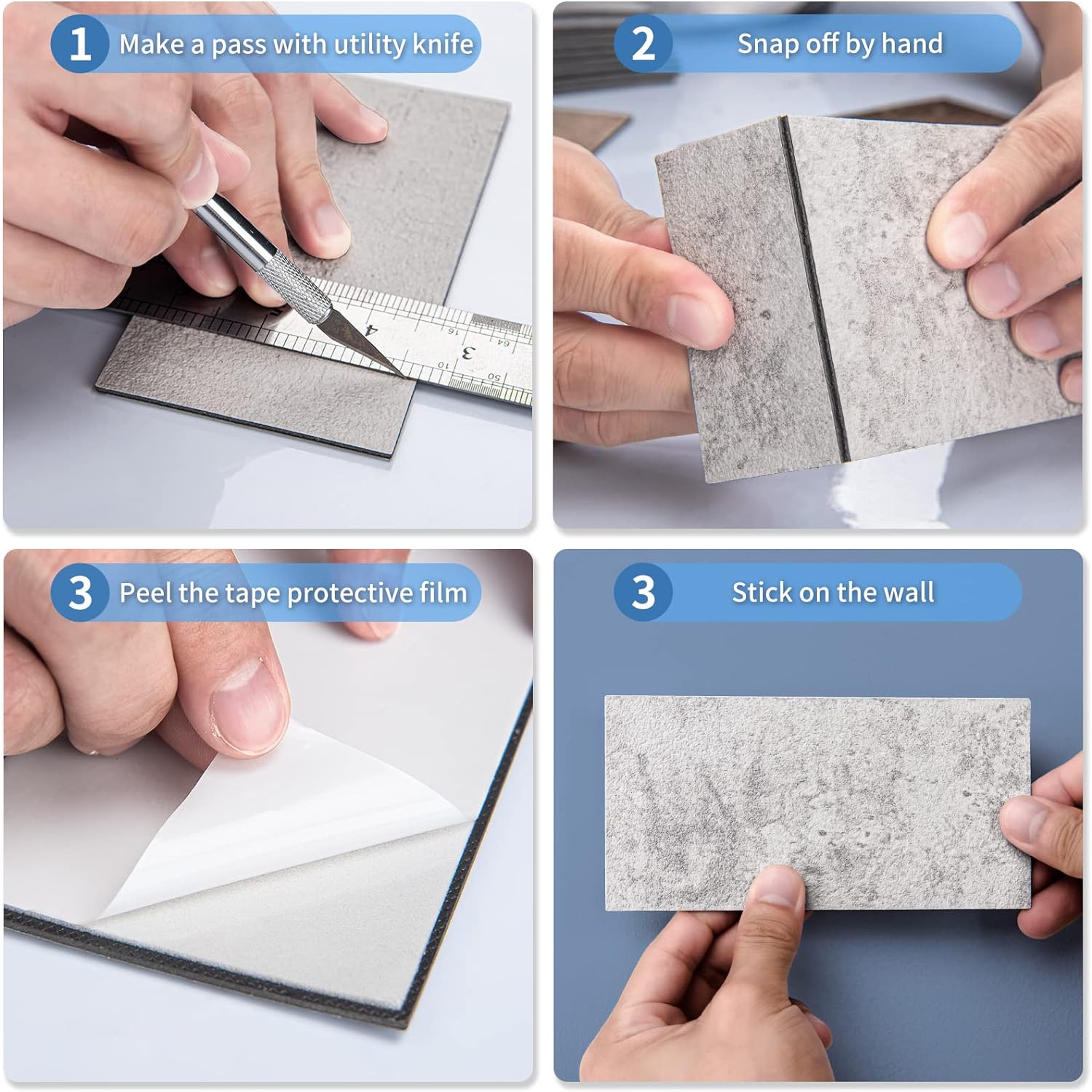 Art3d Azulejos para salpicadero de 4 piezas para despegar y pegar para estufa, cocina, baño, chimenea, 3 x 6 pulgadas, pegar en azulejos de metro