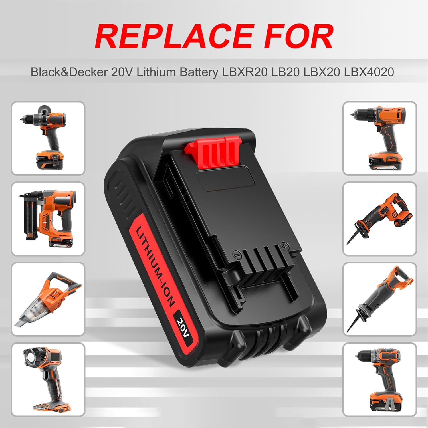 POWTREE LBXR20 – Batería de repuesto para herramientas inalámbricas Black and Decker de 20 V máx. Batería de litio LB20 LBX20 LBXR2020-OPE LBX4020