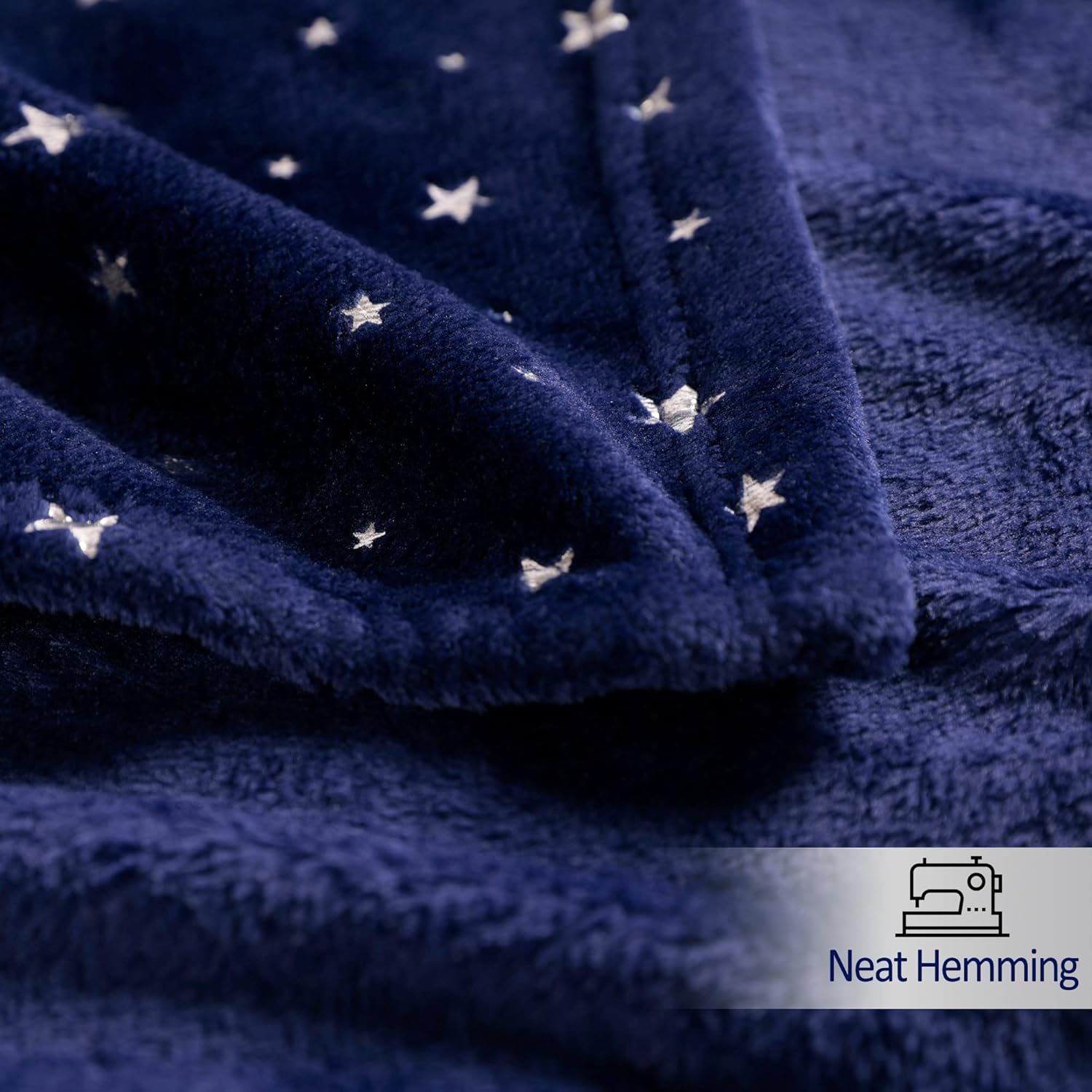 Stellhome Manta azul marino, ultra suave, gruesa, de franela con estampado de estrellas, manta de cama de forro polar para sofá, tamaño individual