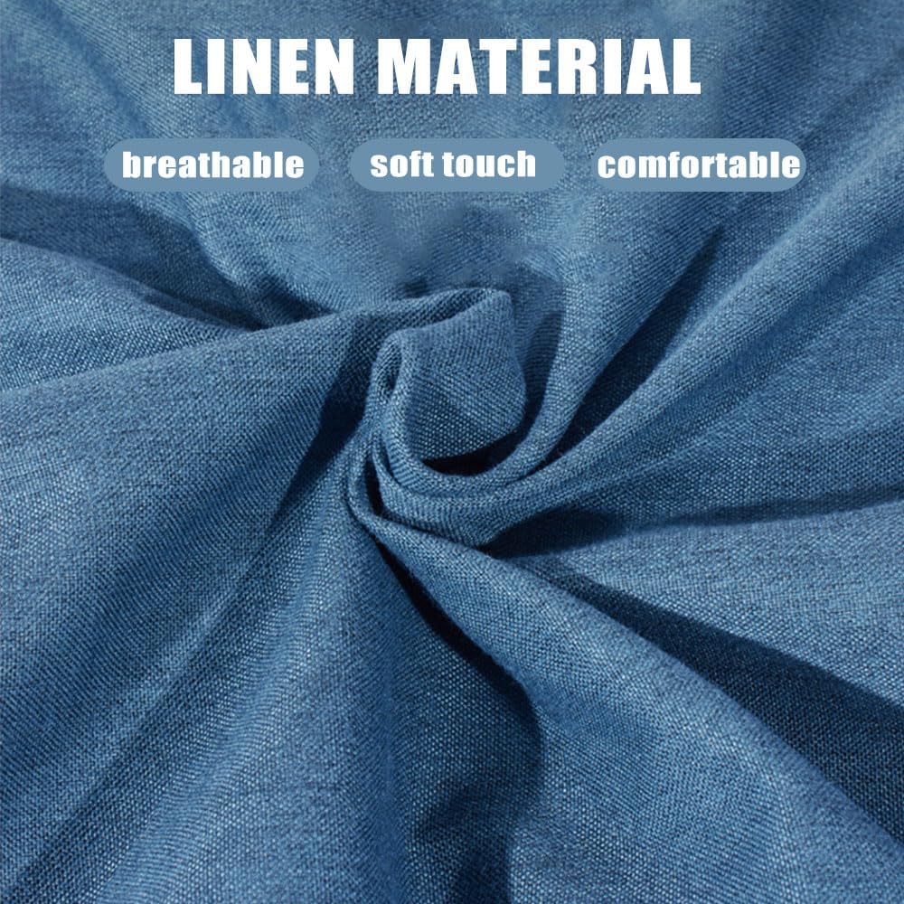 Funda para puf de lino de color sólido para niños y adultos (sin relleno), funda suave para sofá cama, lavable, de gran tamaño, para sala de estar,